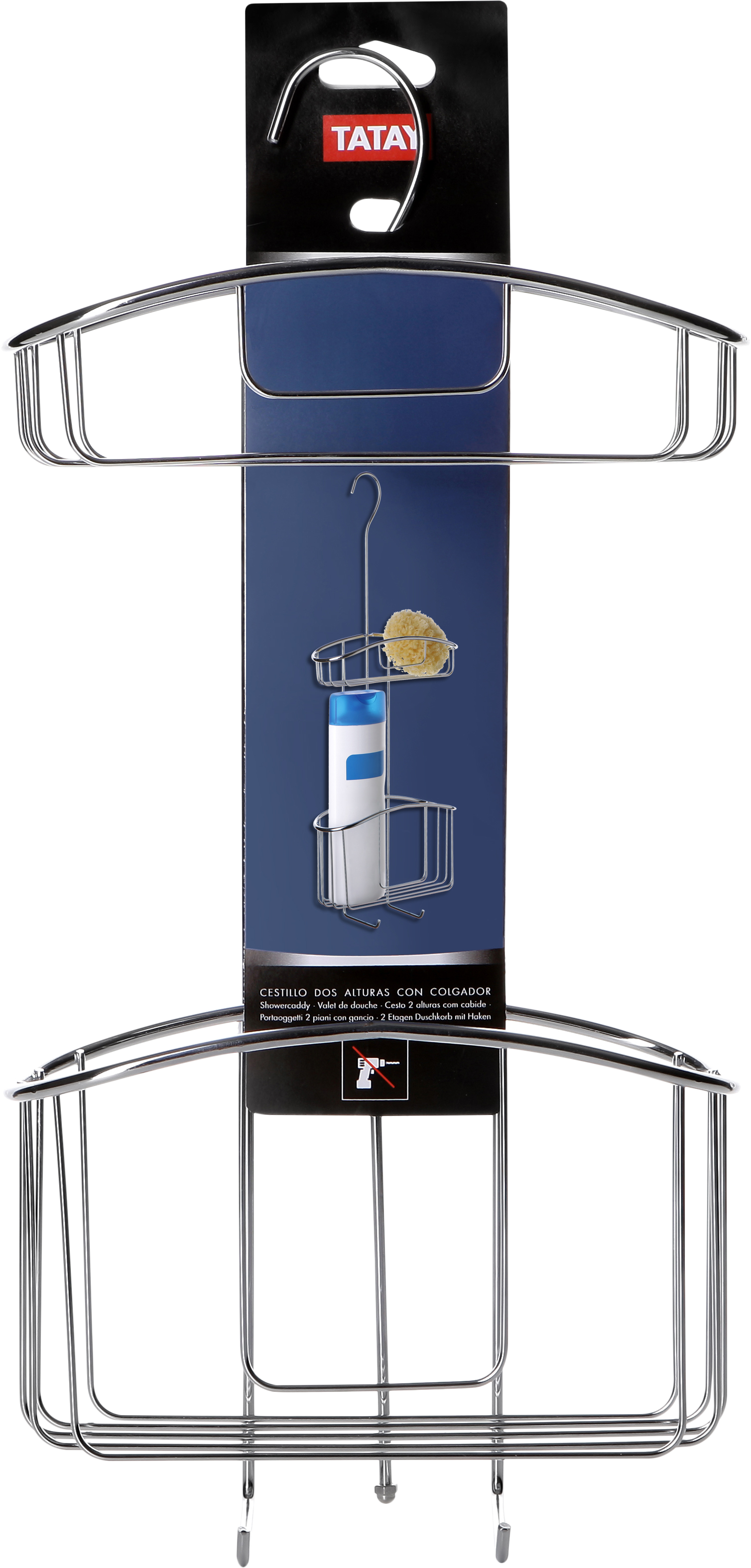 Organizer per doccia per miscelatore monocomando Poggetti con gancio 2 piani cromo cromo lucido - 8