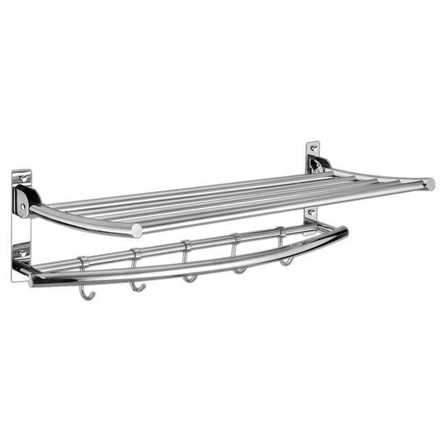 Toallero de pared cromo brillante para atornillar 60x18x24 cm