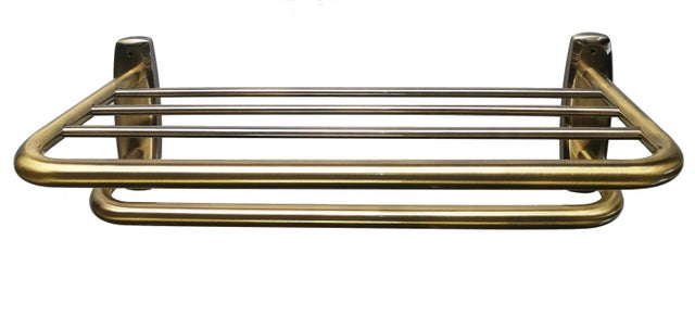 Toallero de pared dorado brillante para atornillar Hotel 54x18x25 cm