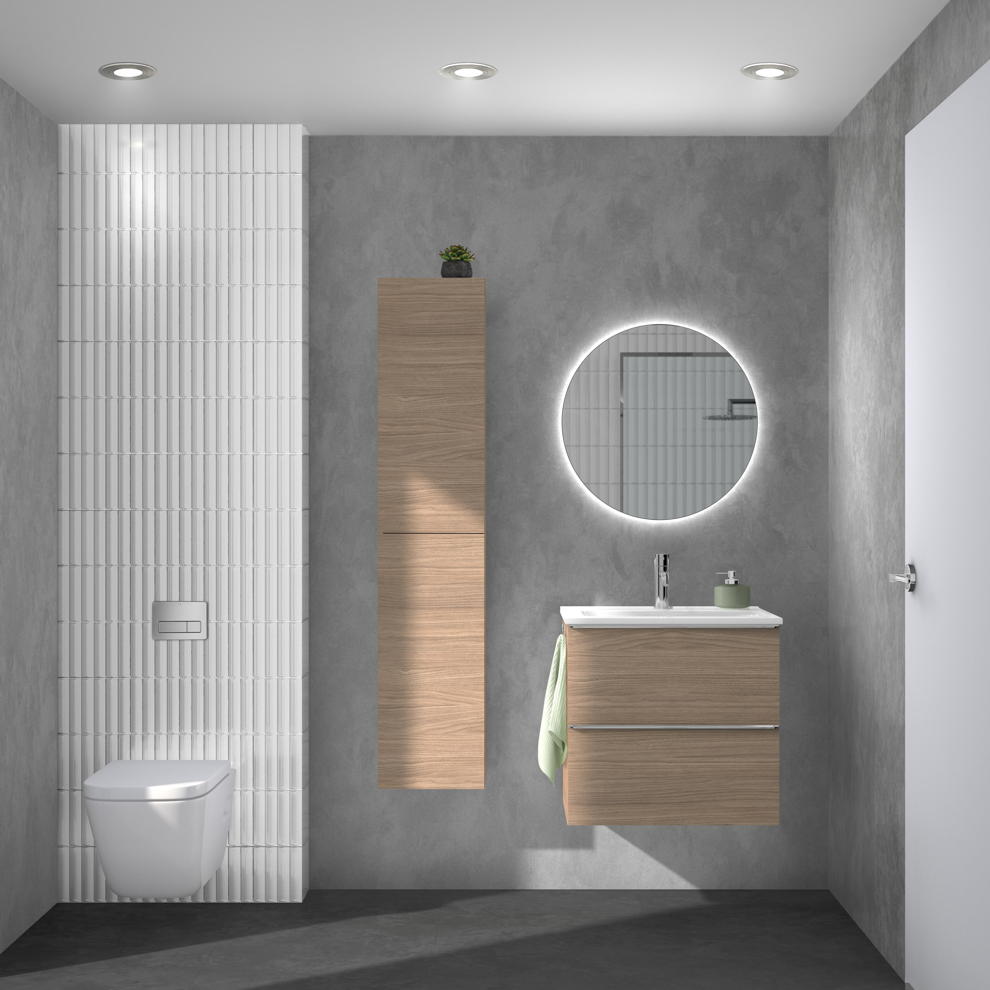 Mueble de baño con lavabo komplett nogal 60x45 cm
