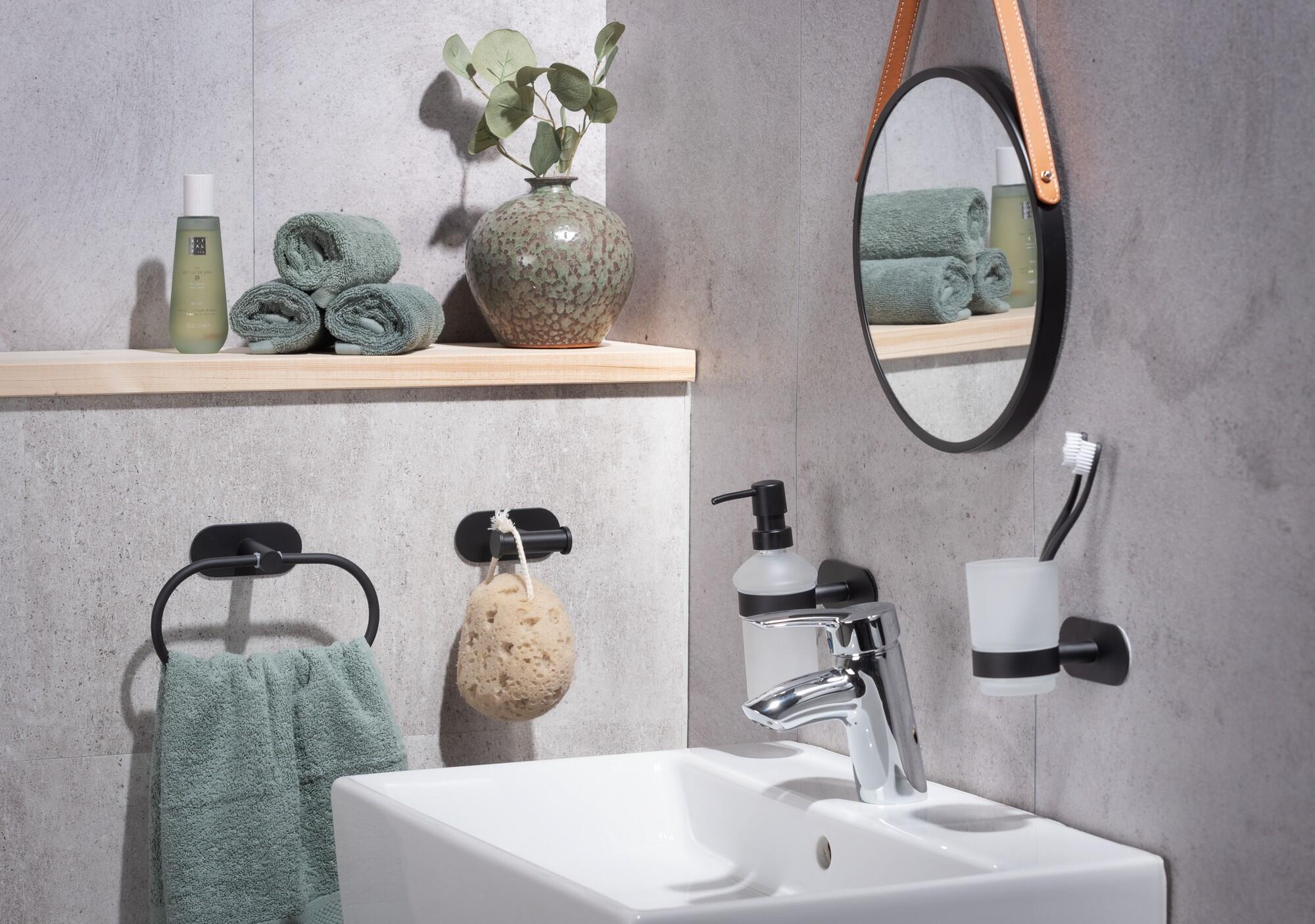 Gancho adhesivo Orea negro para baño, soporta hasta 10 Kg - 6