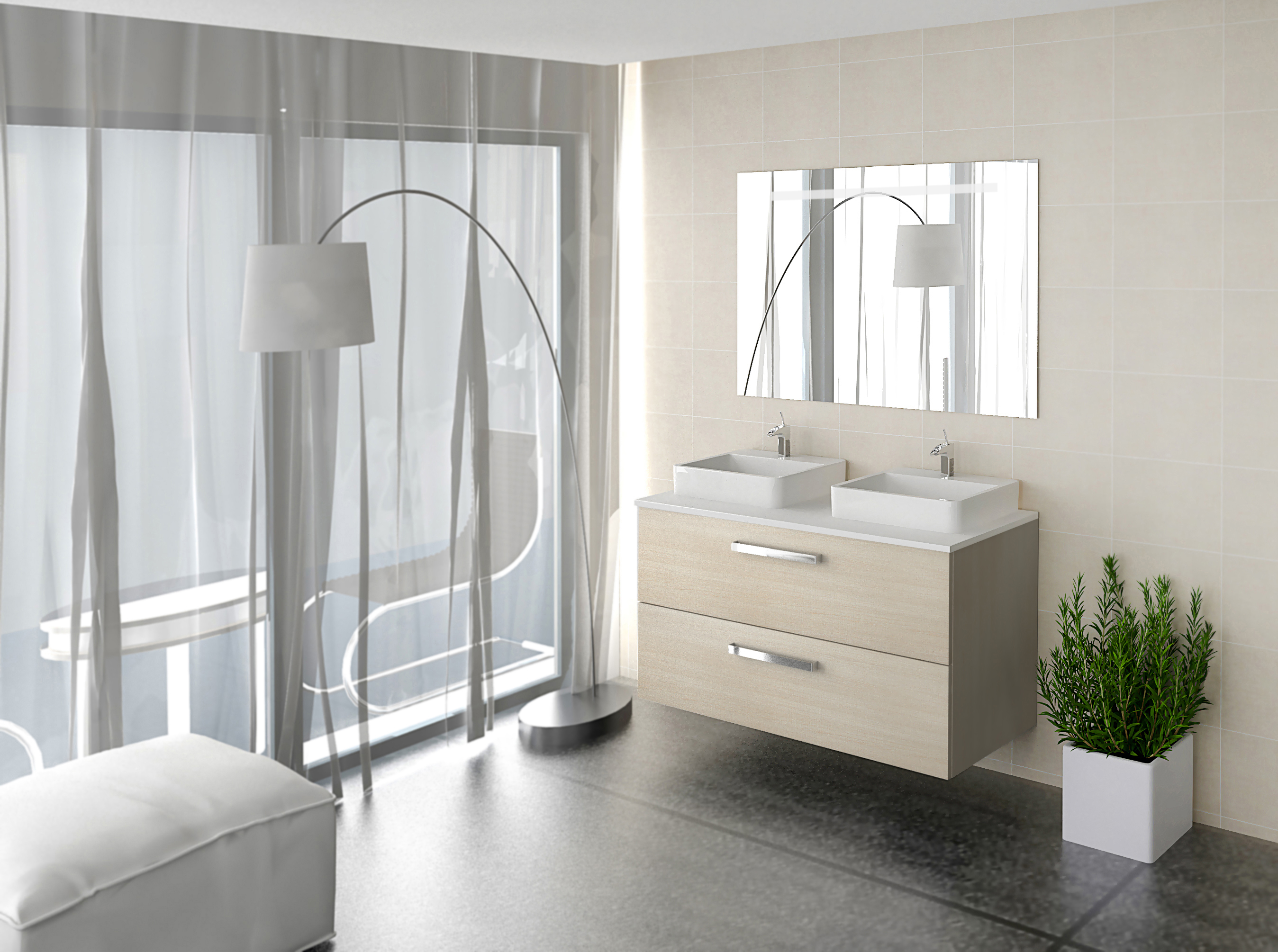 Mueble de baño con lavabo y espejo doble tbilisi castaño 120x45 cm