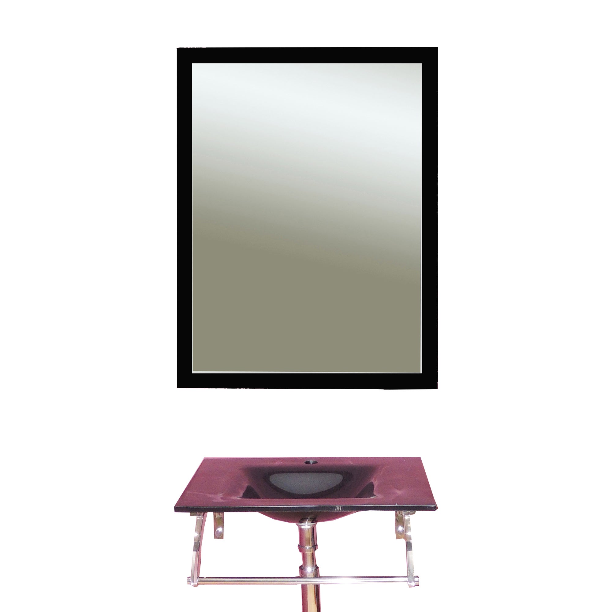 Mueble de baño con lavabo y espejo coco negro brillante 80x43.5 cm