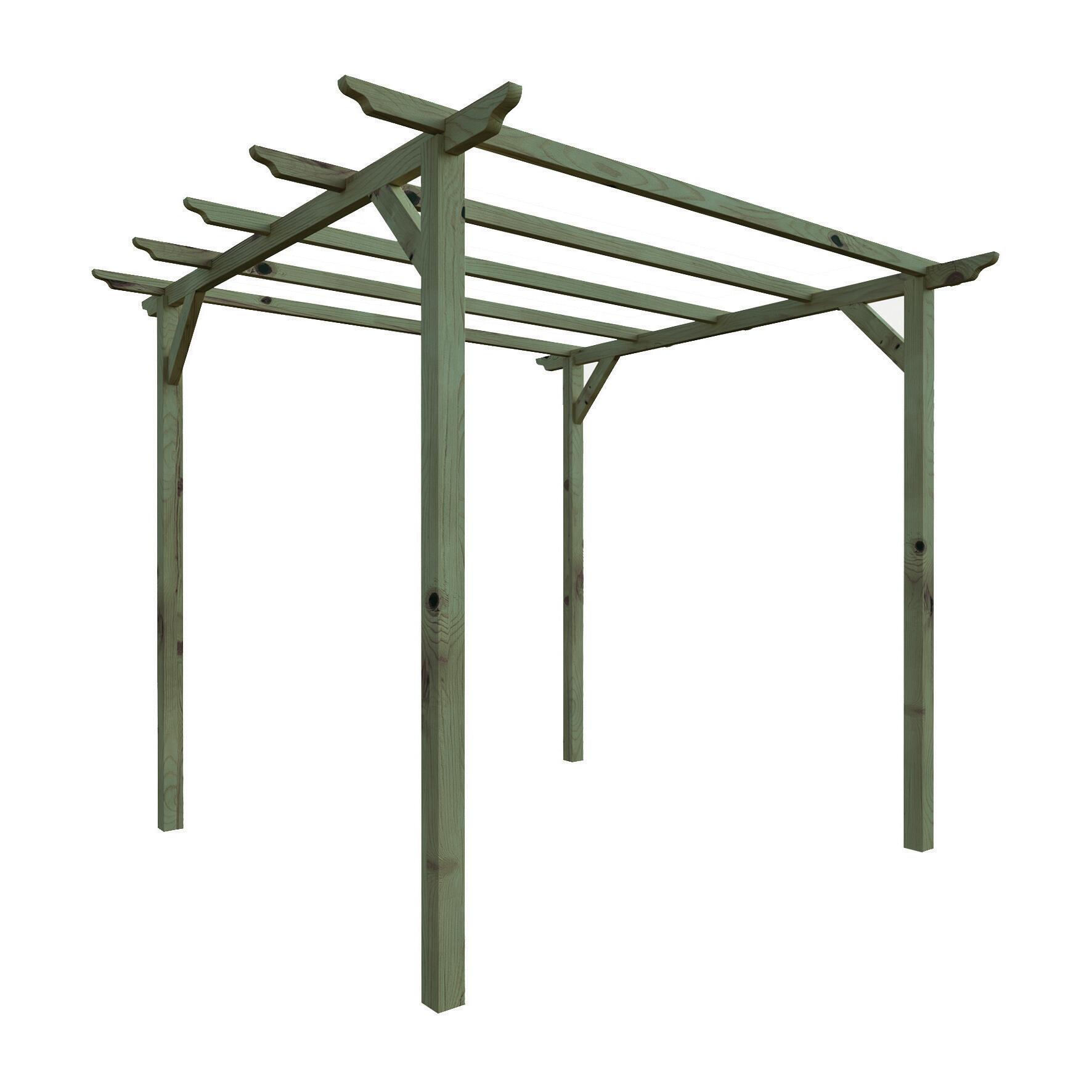 Pergola Singola Trave impregnata fsc in legno massello struttura naturale L 300 x P 300 x H 247 cm - 3