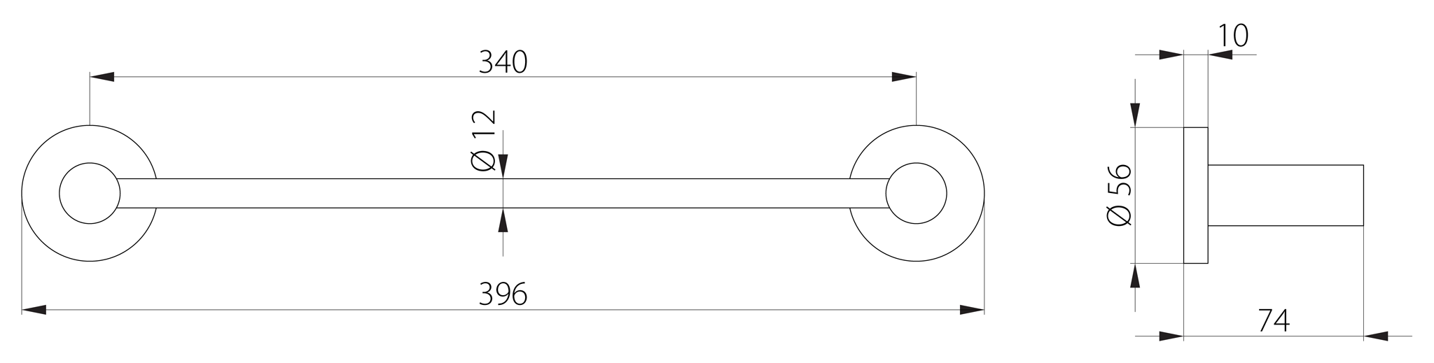 Toalheiro de barra BERNINA 39CM CROMADO BRILHANTE - 5