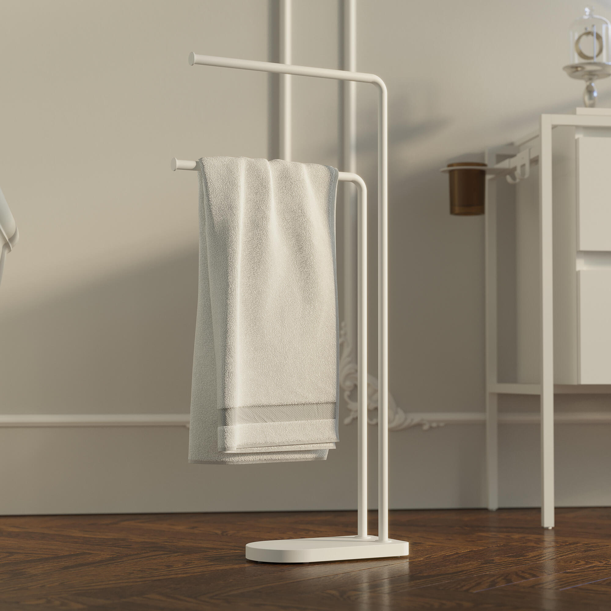 Toallero de pie Architecture blanco empolvado barnizado 15x83x42.2 cm - 2