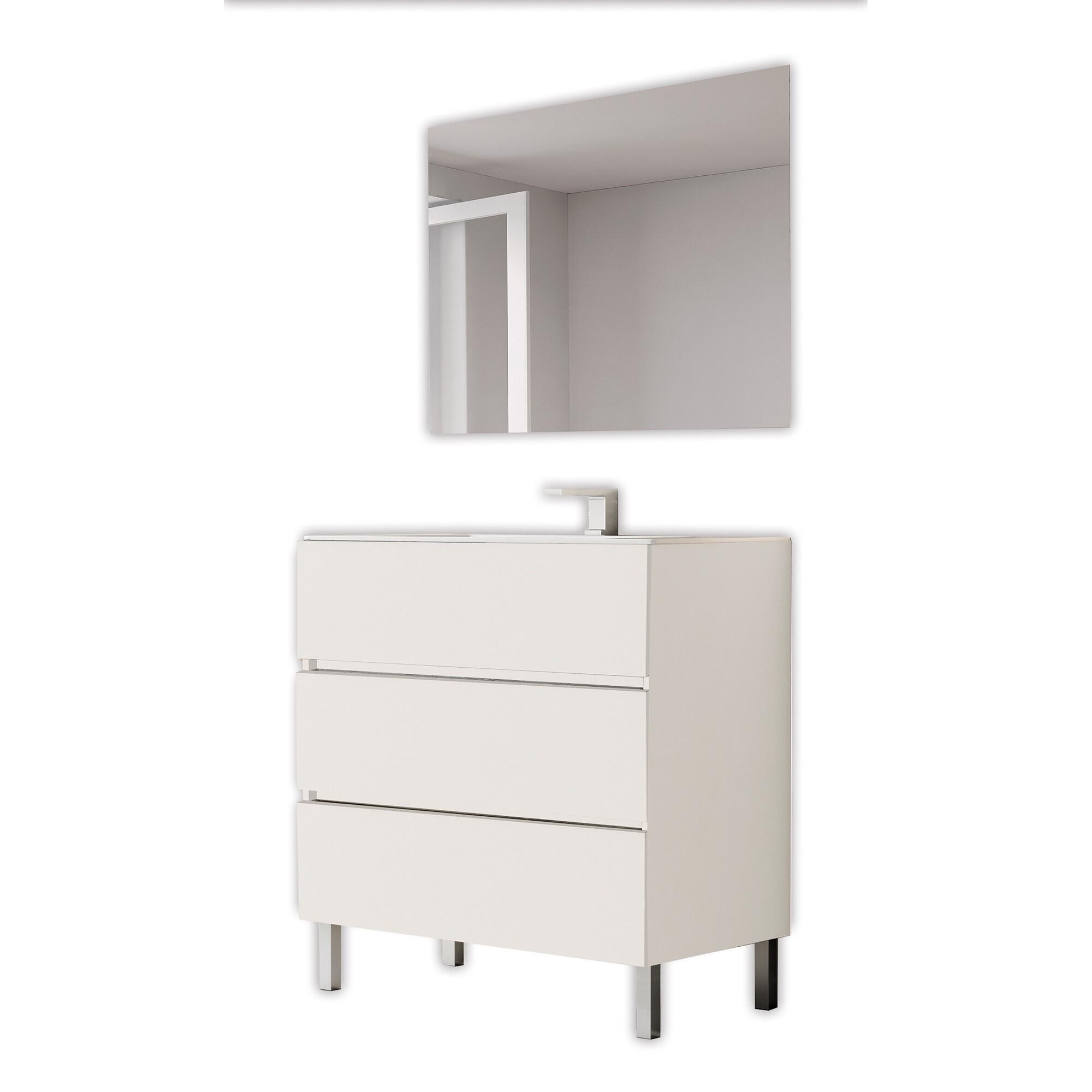 Mueble de baño con lavabo y espejo Comoro  blanco 80x45 cm - 2