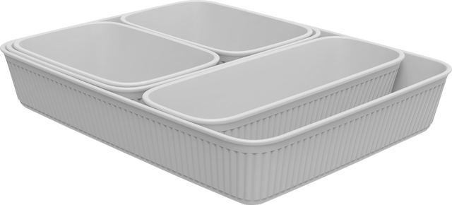 Set de 5 organizadores de almacenamiento blanco Baobab 33.6x24.7x6cm