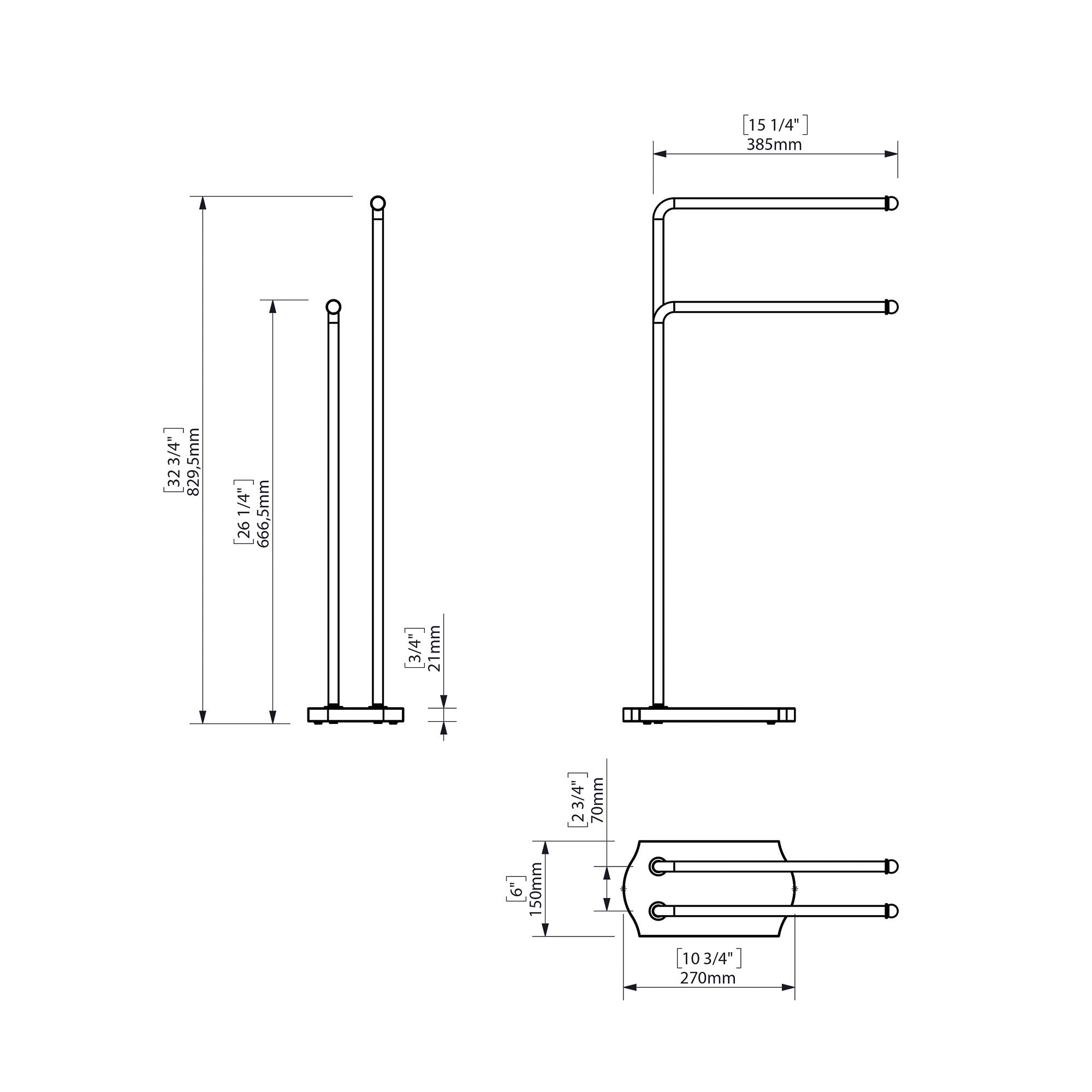 Toallero de pie Architecture blanco empolvado barnizado 15x83x42.2 cm - 3