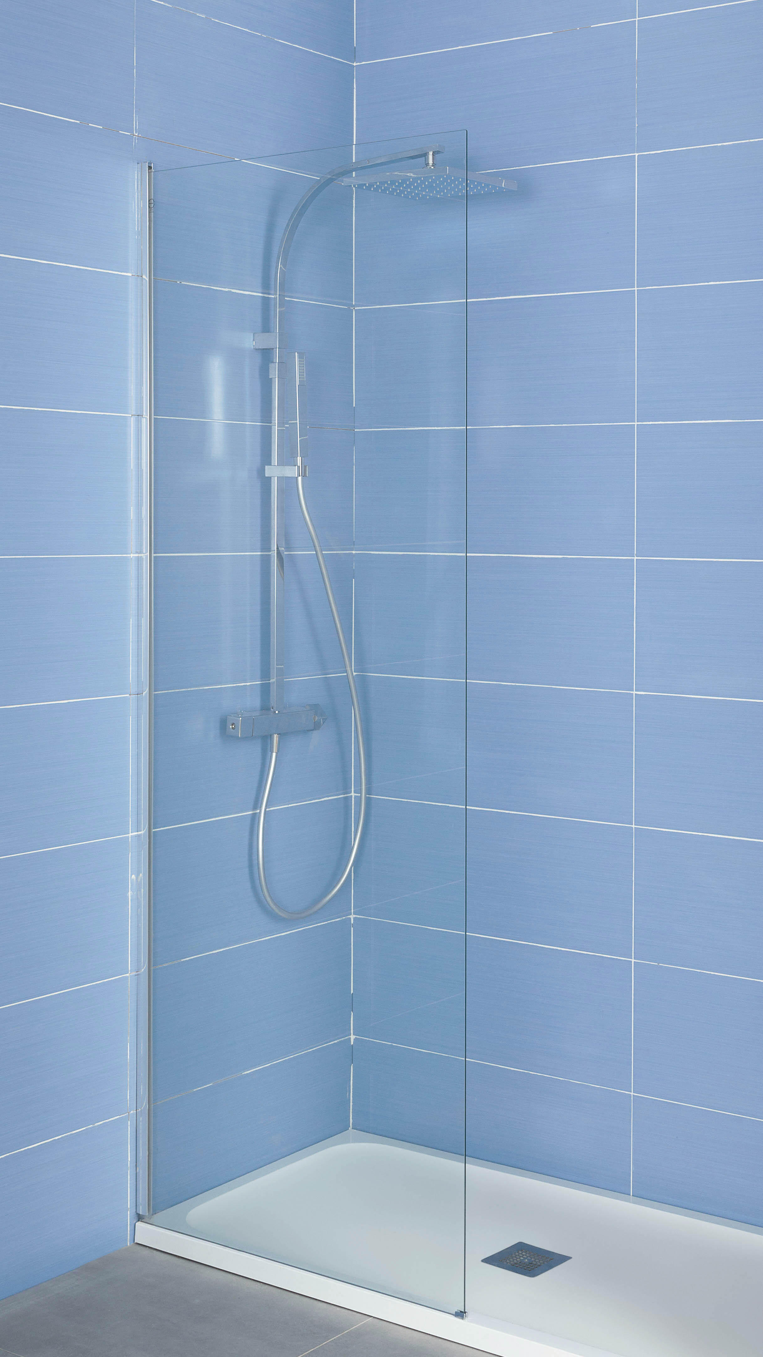 Painel de duche 80x190 cm transparente cromado Sensea Nerea - 4