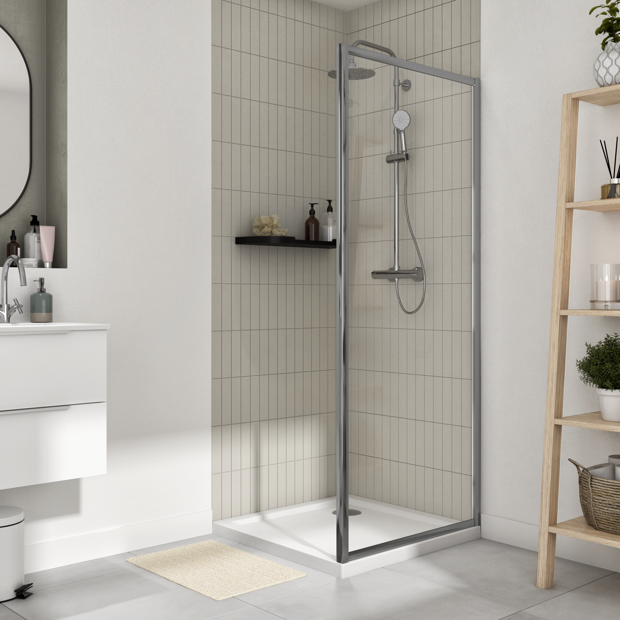 Lateral de duche fixo branco 80x185 cm Essential Sensea - 11