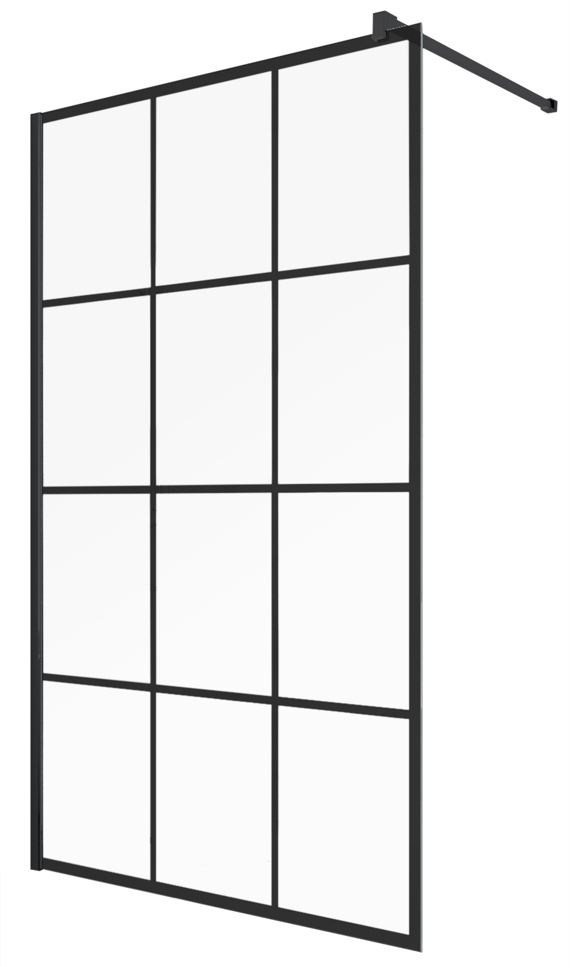 Mampara de ducha fija Cool perfil aluminio negro (100)x200 cm cristal templado 8mm serigrafiado antical reversible. Barra fijación muro o techo recortable incluida Vanguard - 4