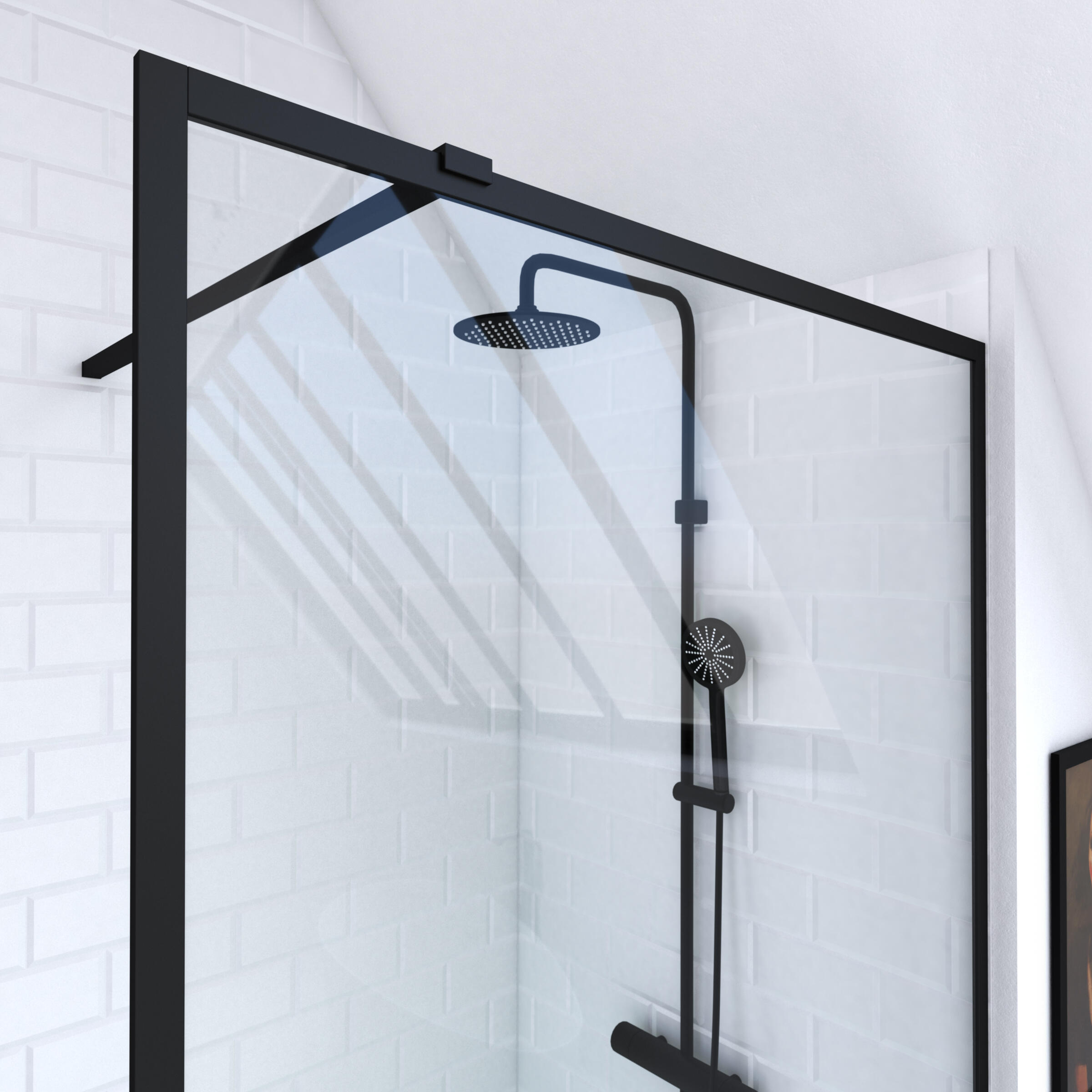 Panel de ducha austine transparente perfil negro 100x200cm