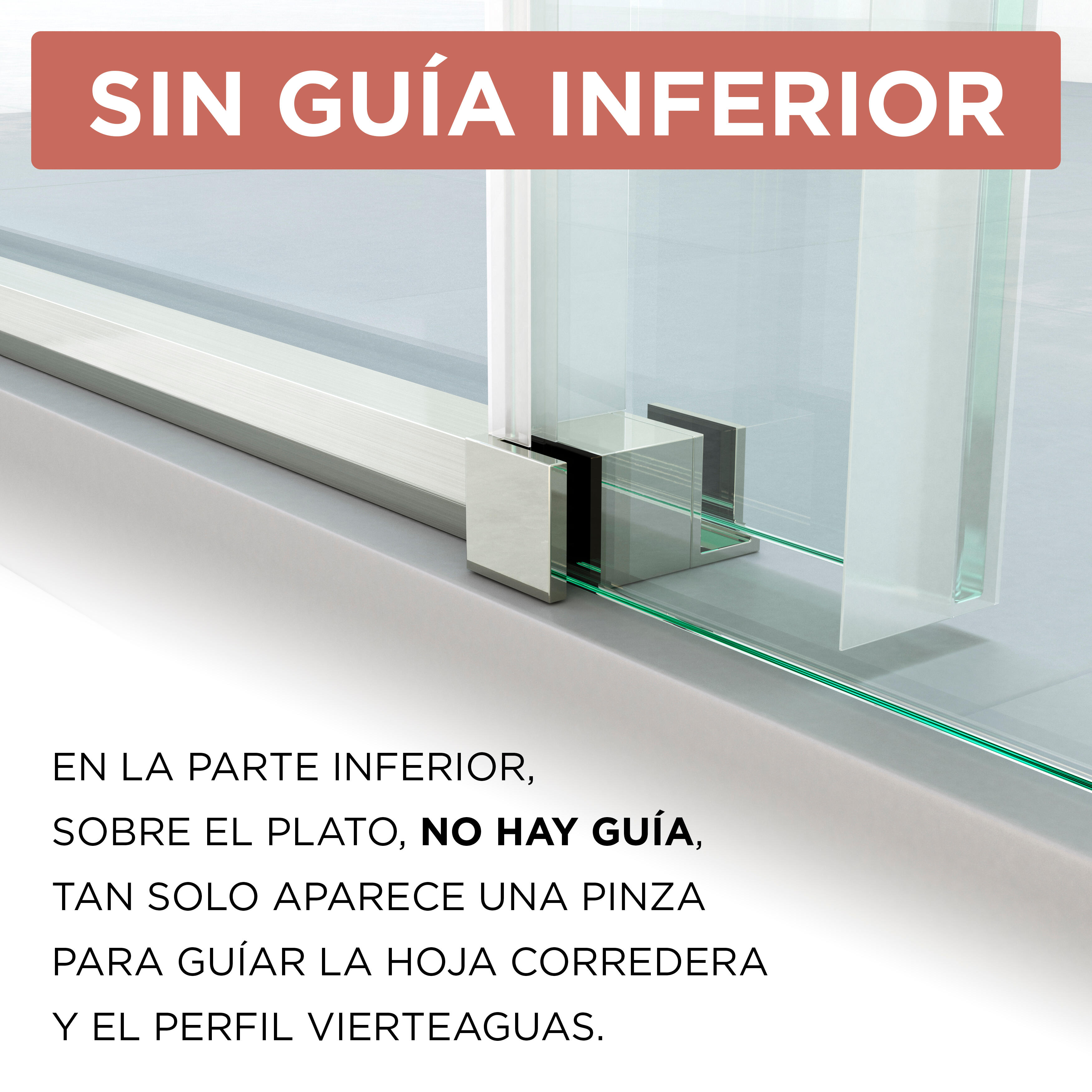 Mampara de ducha frontal corredera serigrafiada y panel fijo lateral Tala Perfil aluminio cromo. Ancho adaptable (130.1-140)+70 x200 cm. Cristal templado de seguridad serigrafiado. Tratamiento antical y cierre magnético Glassinox - 9