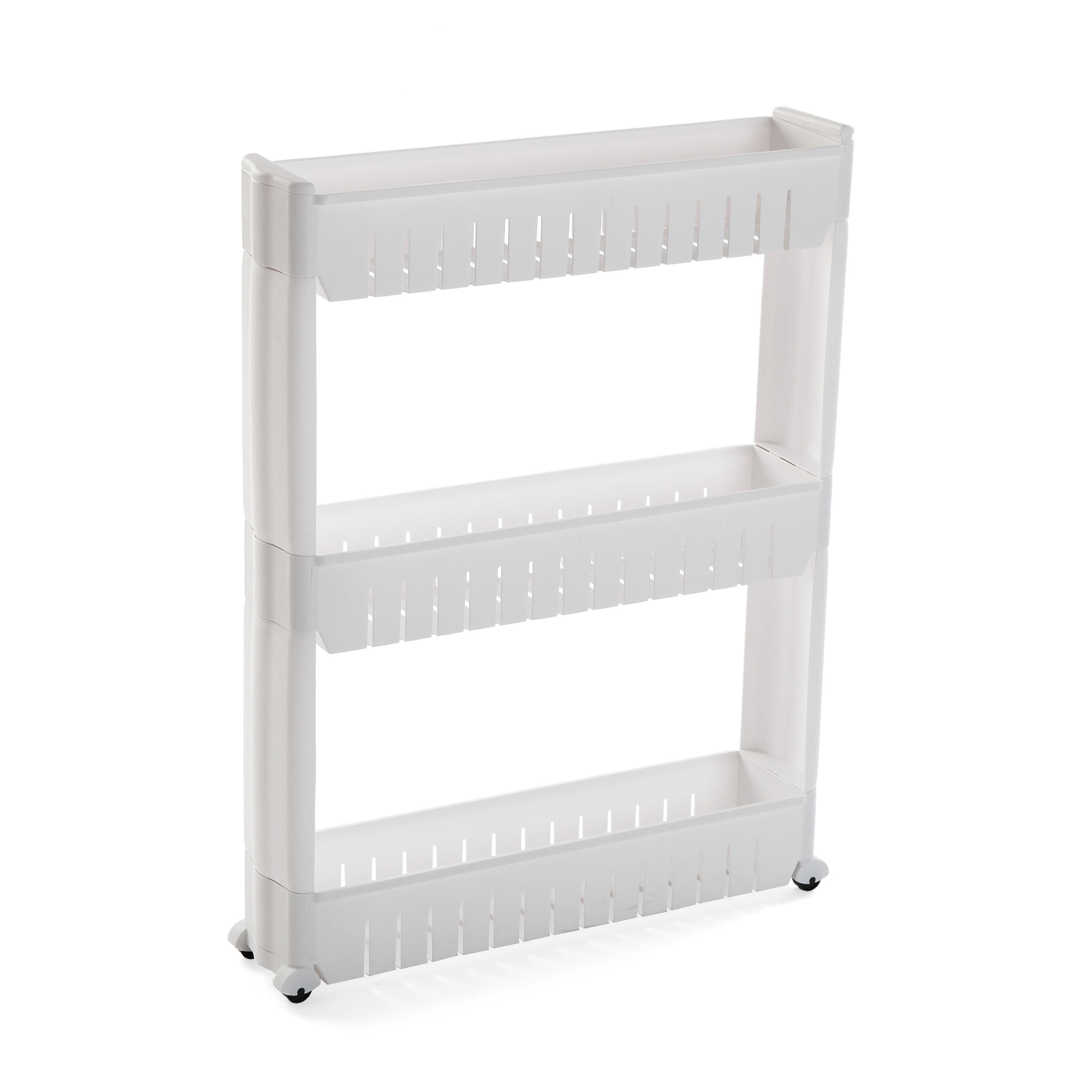 Carrito de baño con ruedas blanco con 3 estantes 12x55x72 cm