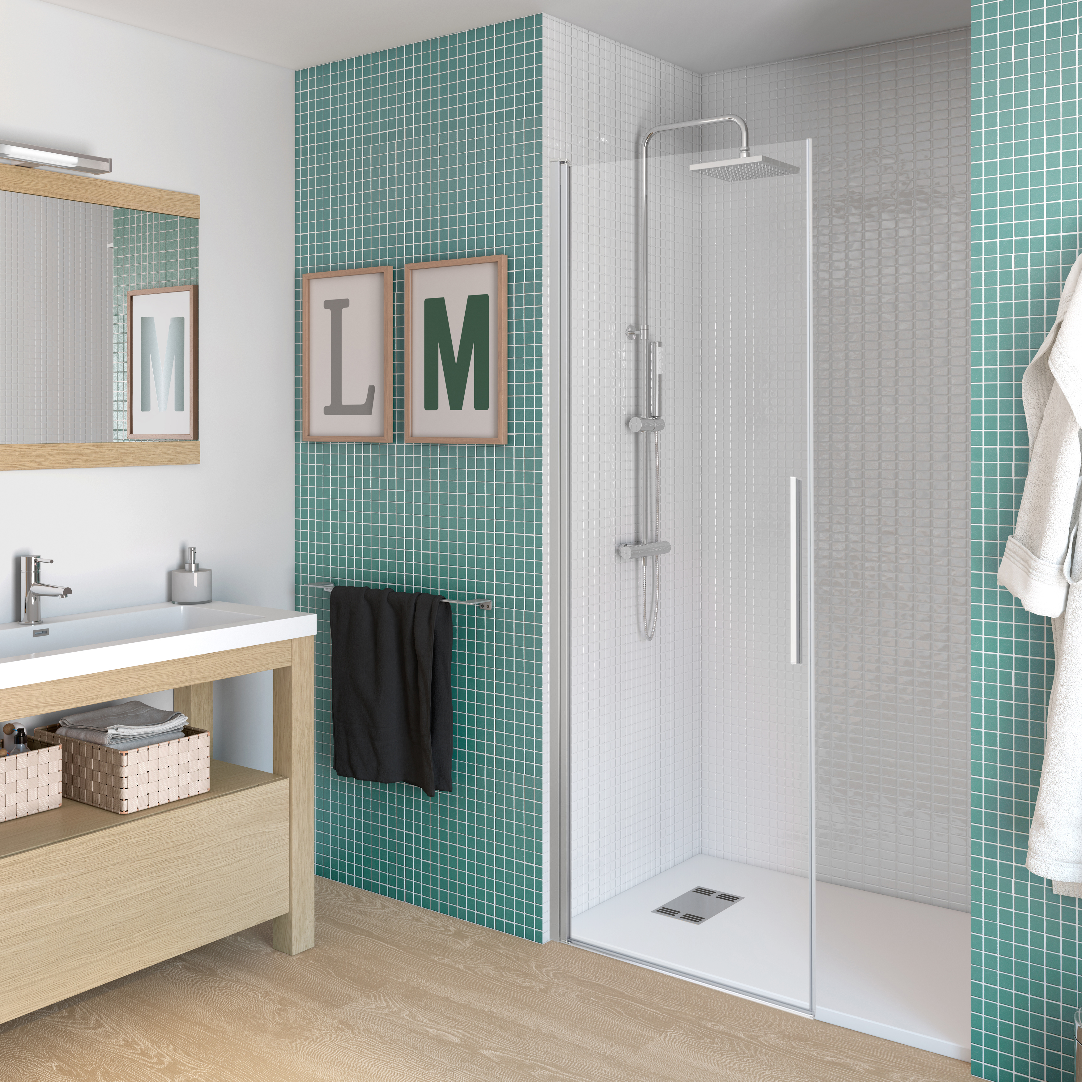 Mampara de ducha frontal abatible transparente cool perfil cromo (88-90)x200 cm