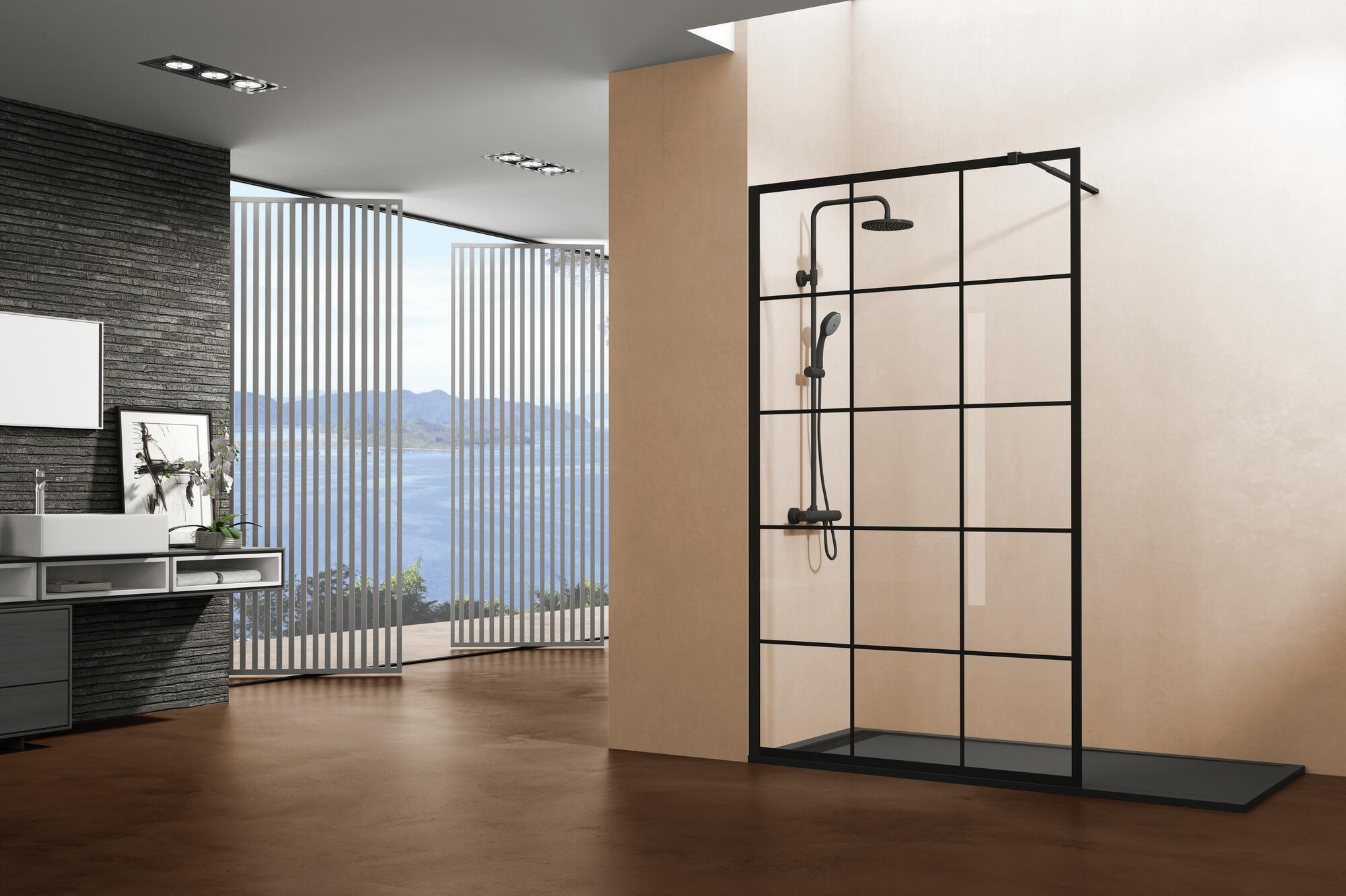 Panel de ducha fix decorado negro 107-109,5x195