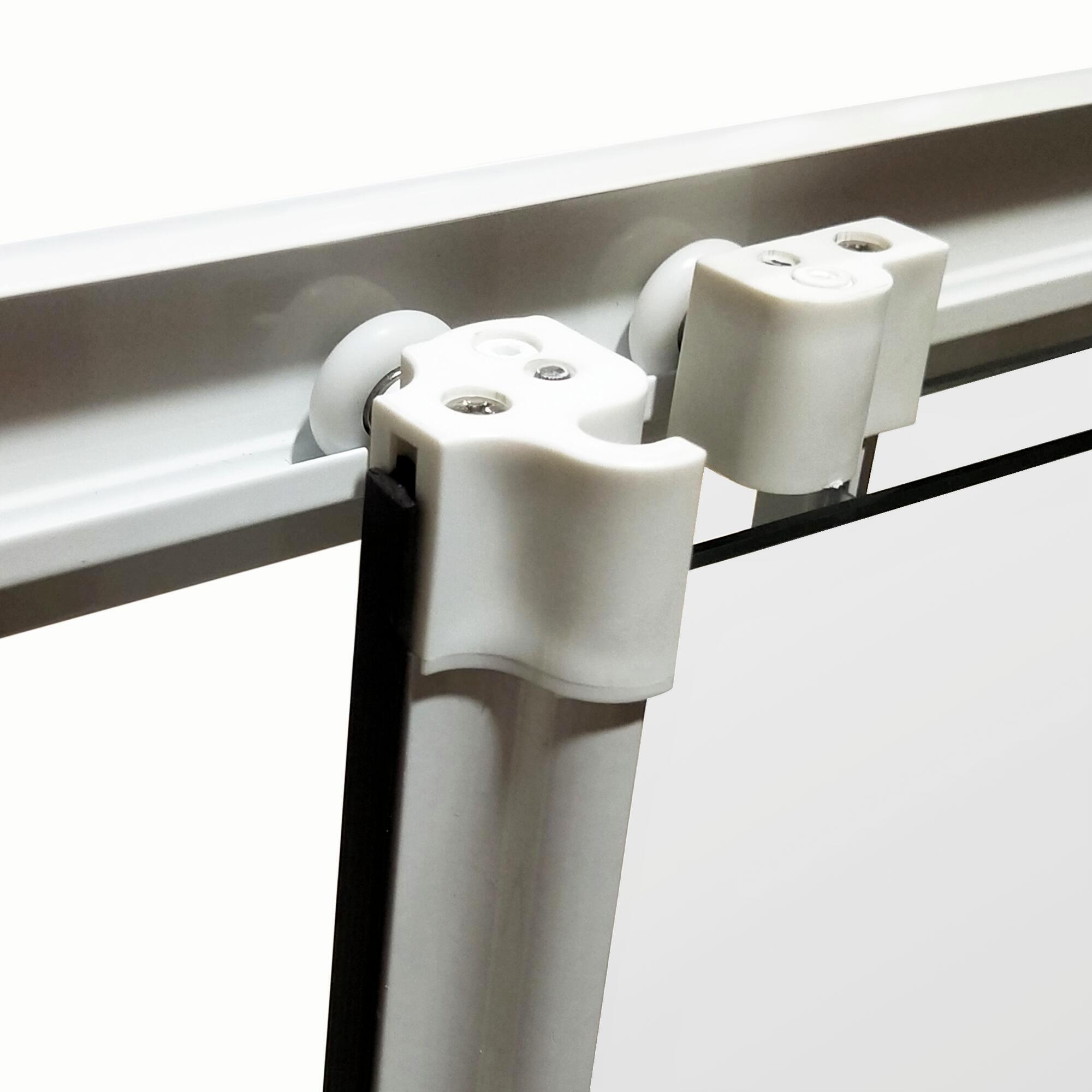Mampara de ducha frontal corredera 1 hoja fija + 2 puertas correderas Essential. Perfil aluminio blanco. Ancho adaptable (87-90)x185 cm cristal templado de seguridad serigrafiado 4 mm. Cierre magnético con guía inferior Sensea - 10