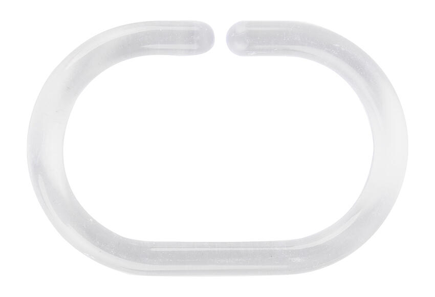 Pack 12 anillas cortina de ducha ovalada transparente en plástico - 2