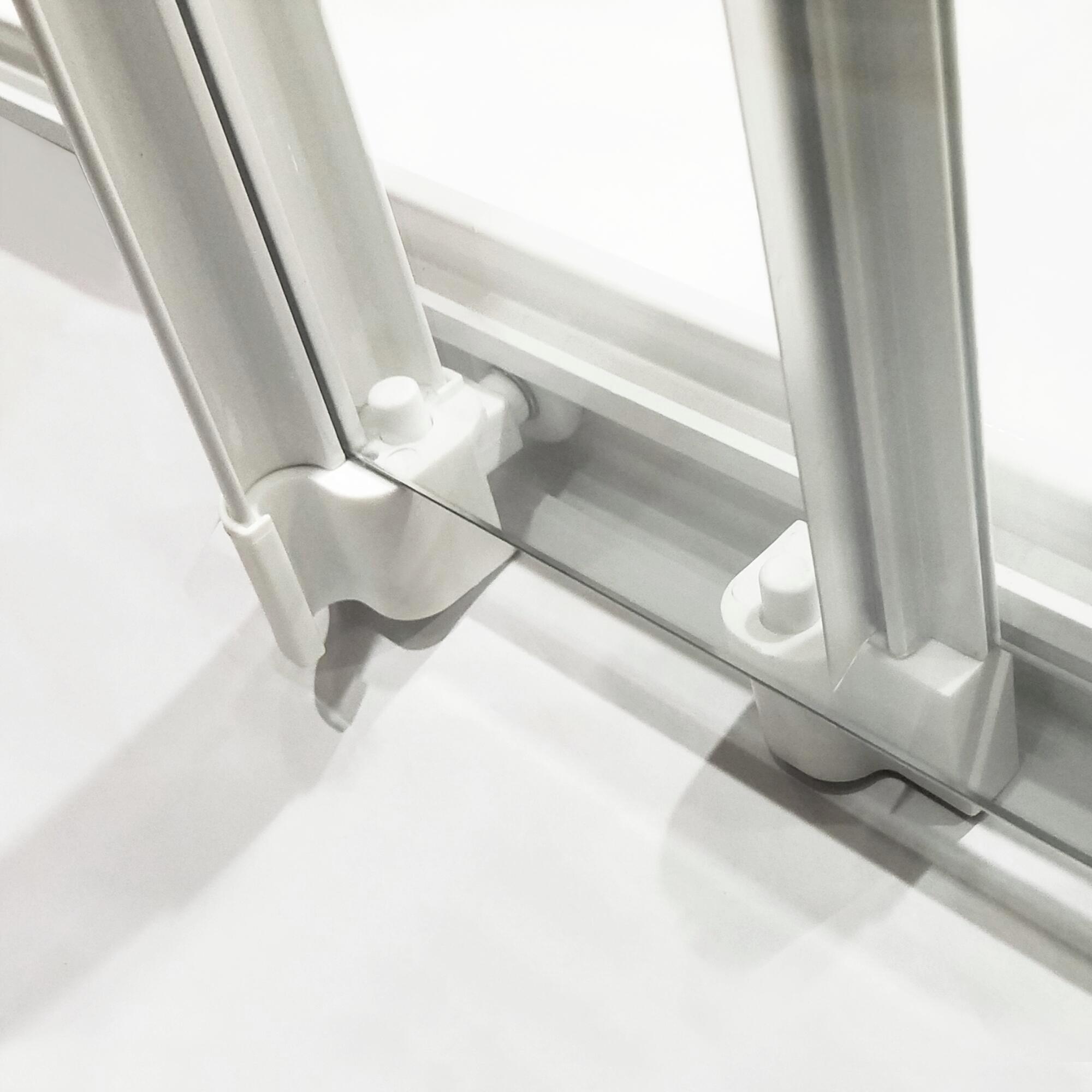 Mampara de ducha frontal corredera 1 hoja fija + 2 puertas correderas Essential. Perfil aluminio blanco. Ancho adaptable (87-90)x185 cm cristal templado de seguridad serigrafiado 4 mm. Cierre magnético con guía inferior Sensea - 4