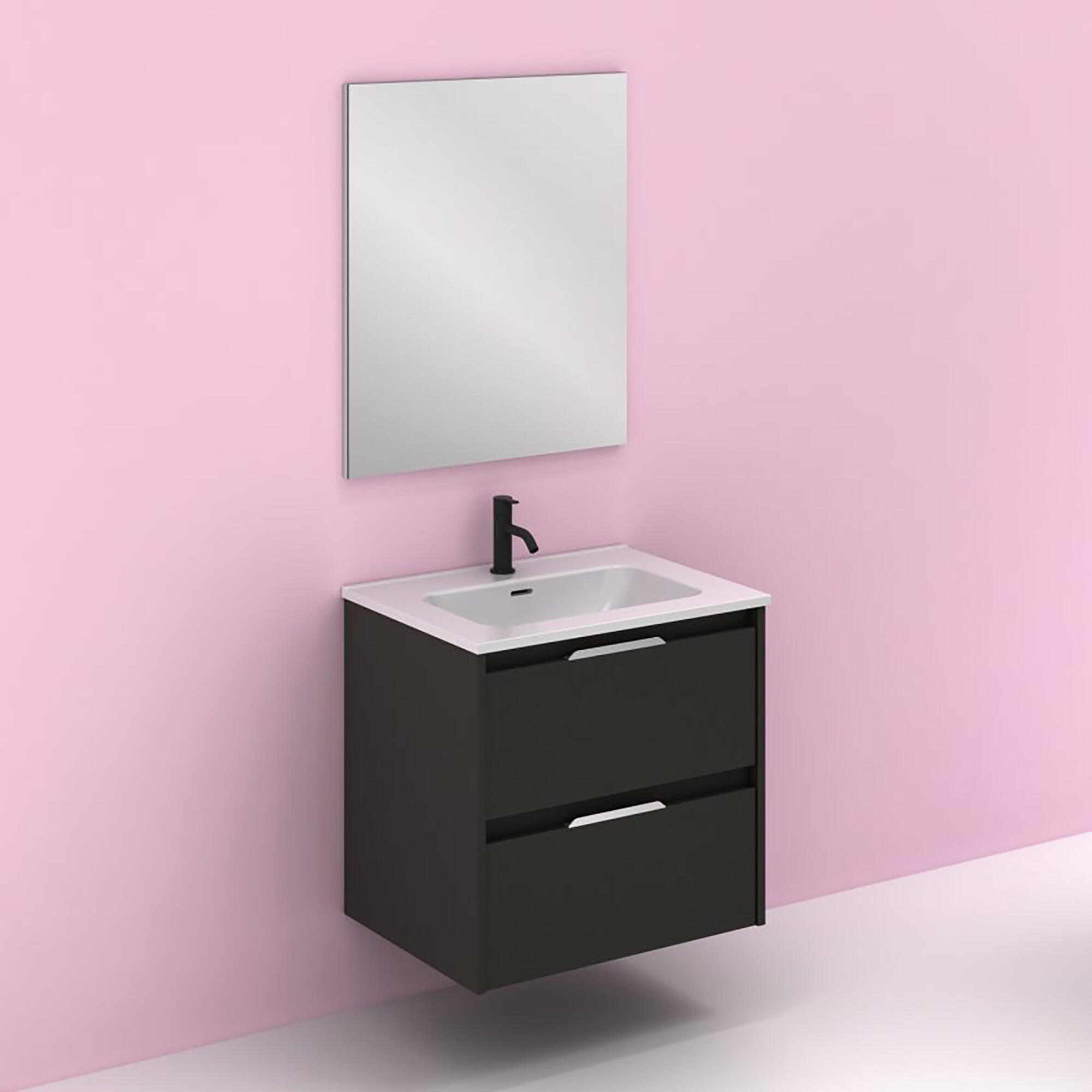 Mueble de baño con lavabo suki antracita 60x45 cm