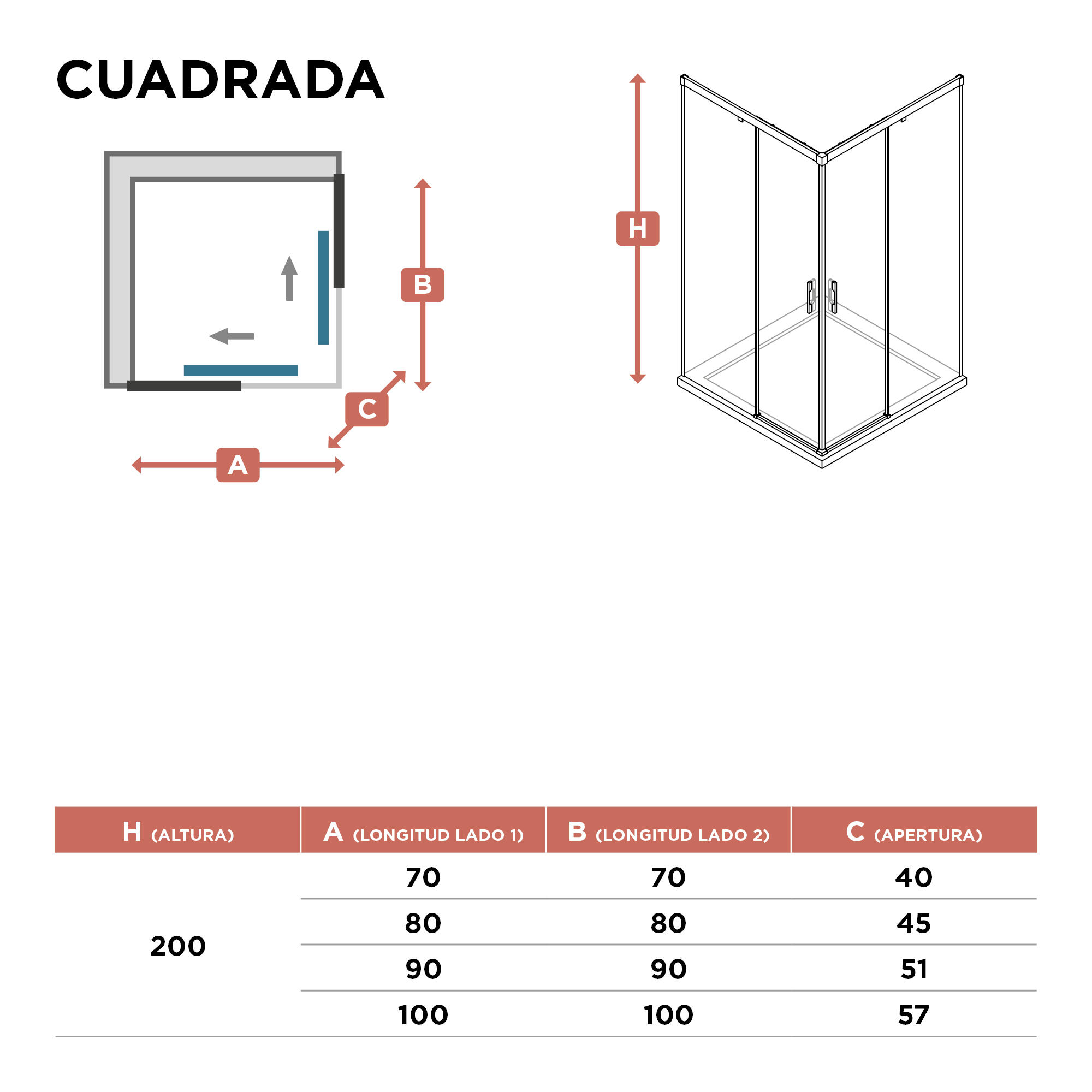 Mampara de ducha en esquina rectangular corredera transparente tala perfil aluminio negro (91-100)x(100-101)x200 cm cristal 6 mm sin guía inferior marca glassinox