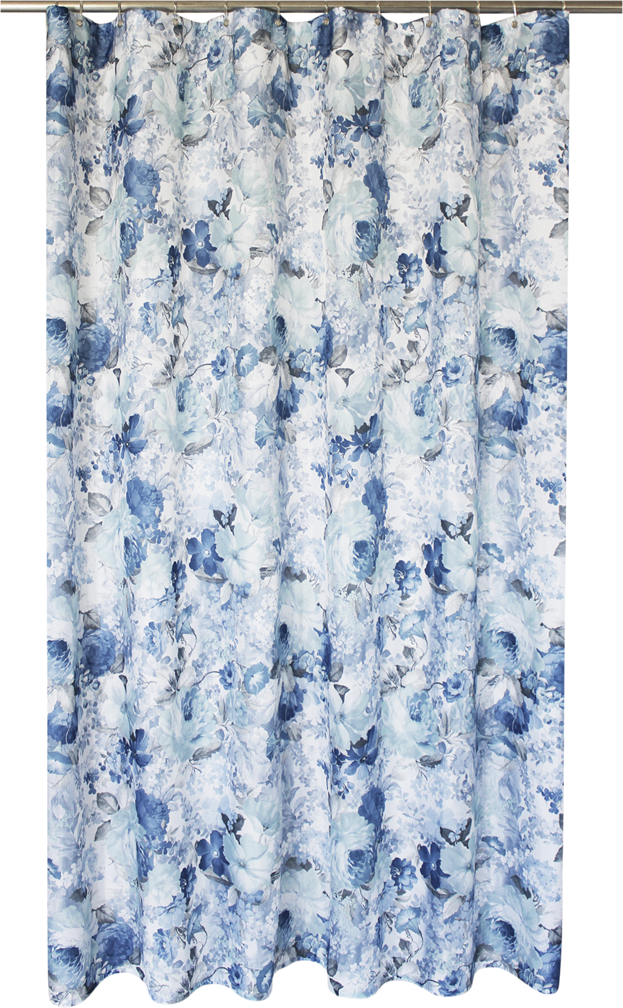 Cortina de baño floral azul poliéster 180x200 cm