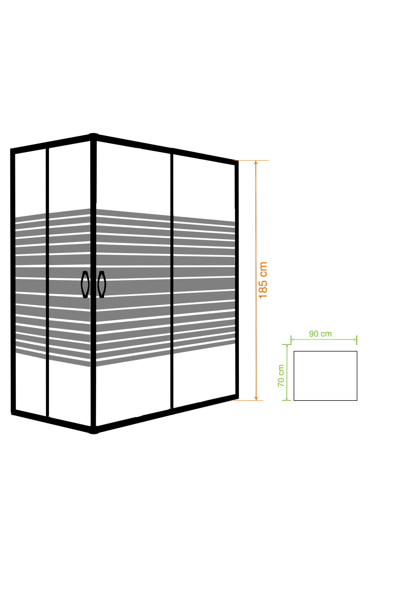 Mampara de ducha corredera serigrafiada mittos perfil cromo (67-68)x(87-88)x105 cm 5 mm