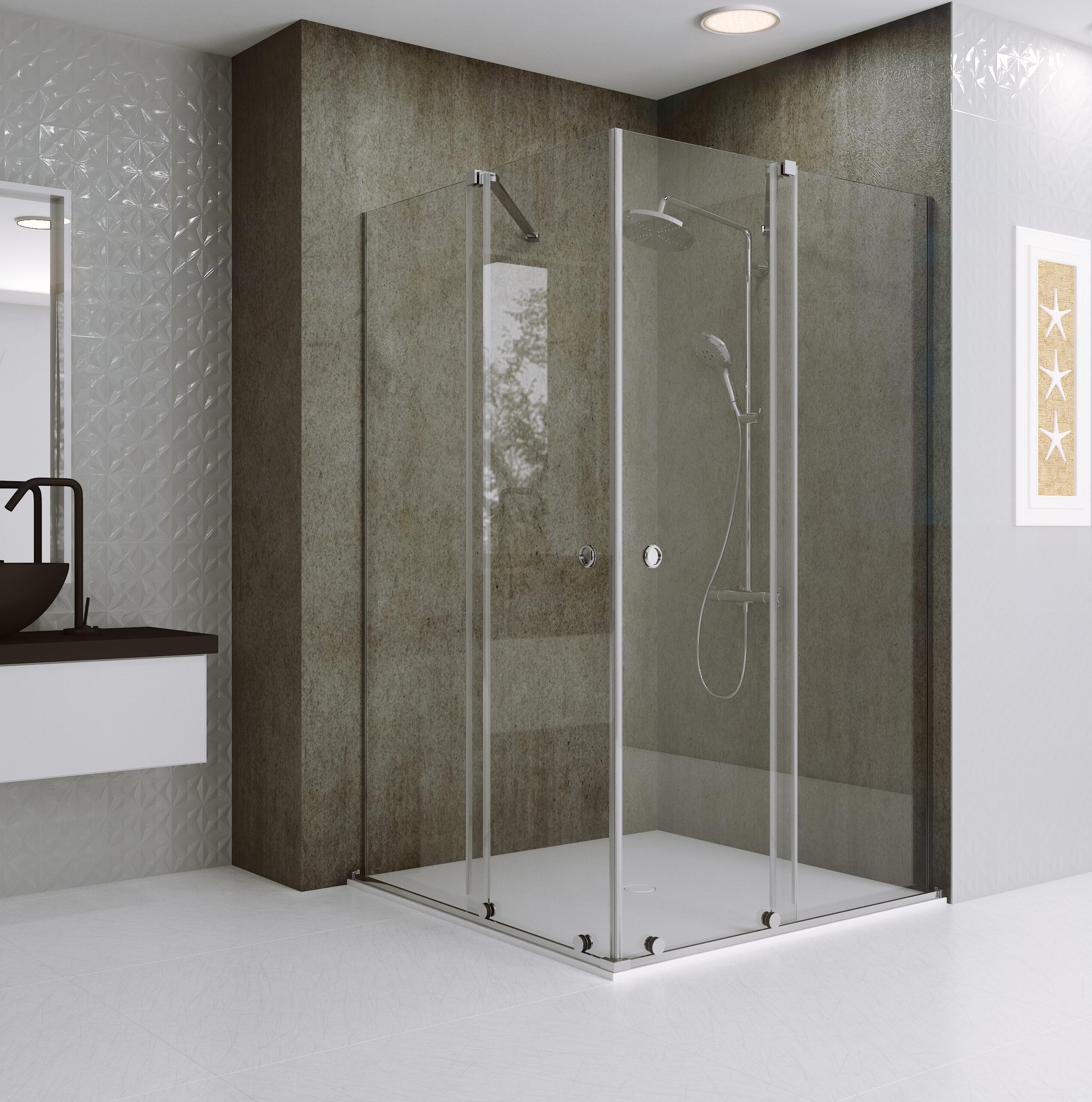 Mampara de ducha corredera transparente amea perfil cromo (80-81)x(90-91)x200 cm 8 mm