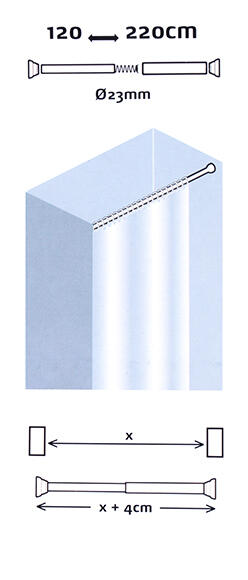 Varão para cortina de duche SENSEA BRANCO EXTENSÍVEL 120-220CM - 5