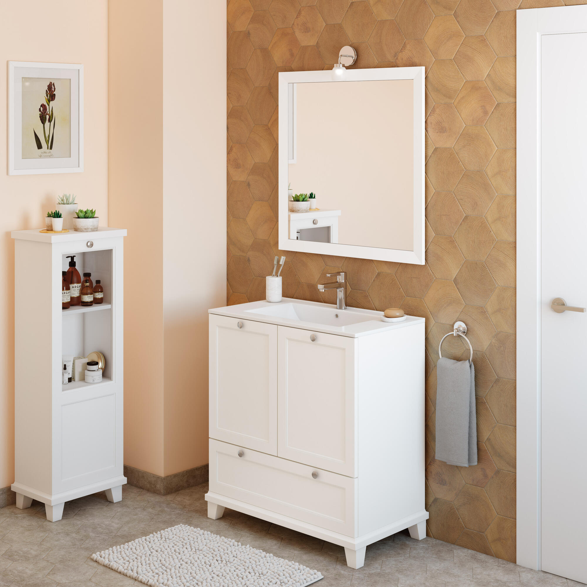 Mueble de baño con lavabo unike blanco mate 80x45 cm