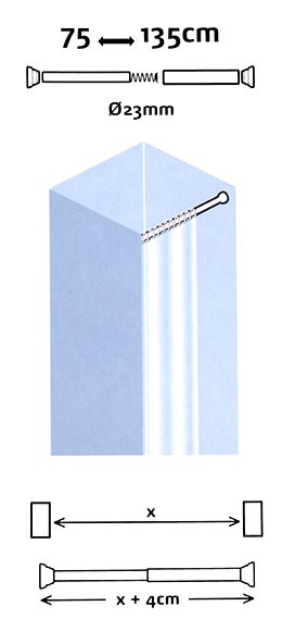 Varão para cortina de duche SENSEA BRANCO EXTENSÍVEL 75-135CM - 7