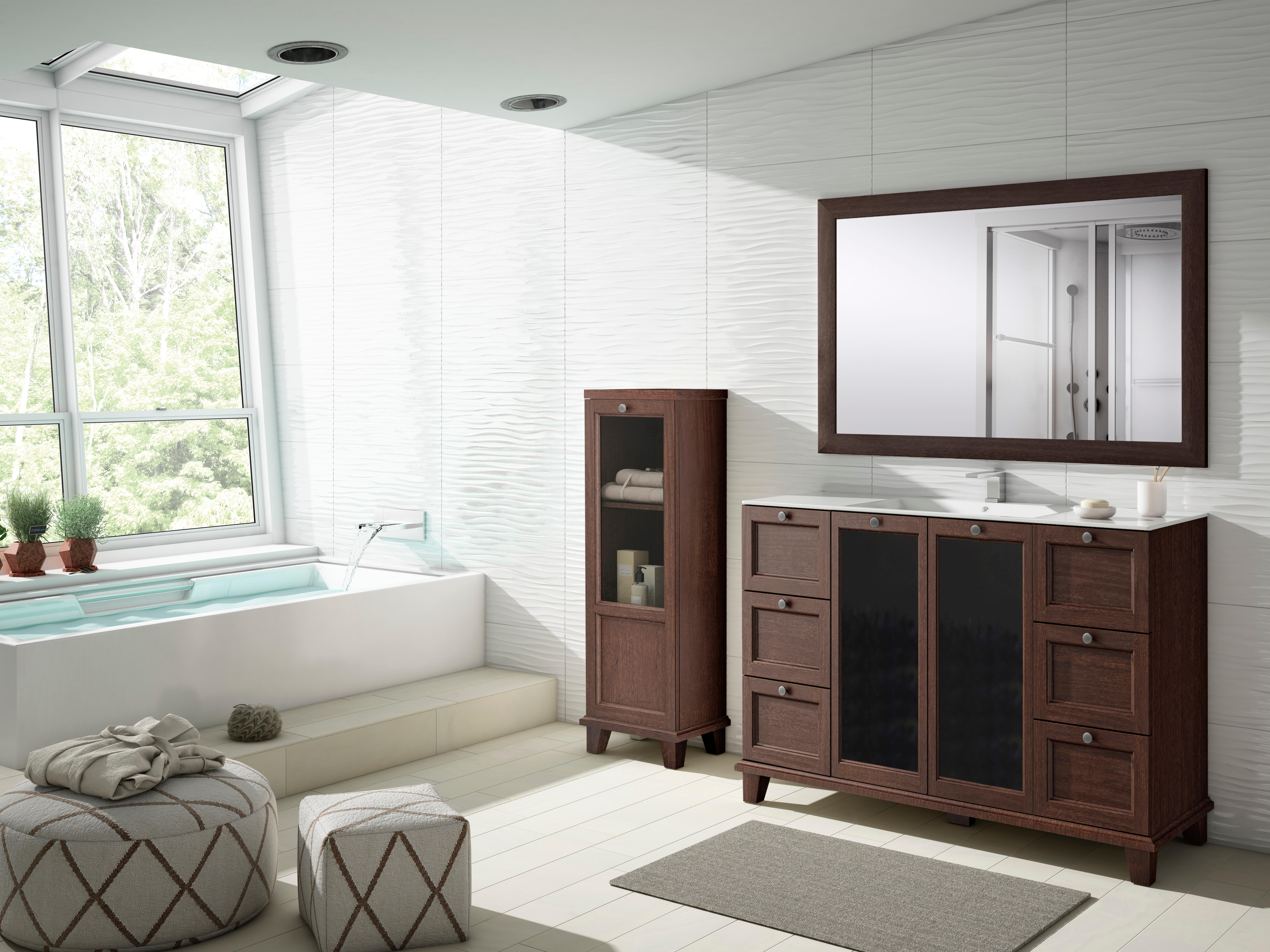 Mueble de baño con lavabo unike nogal mate 120x45 cm