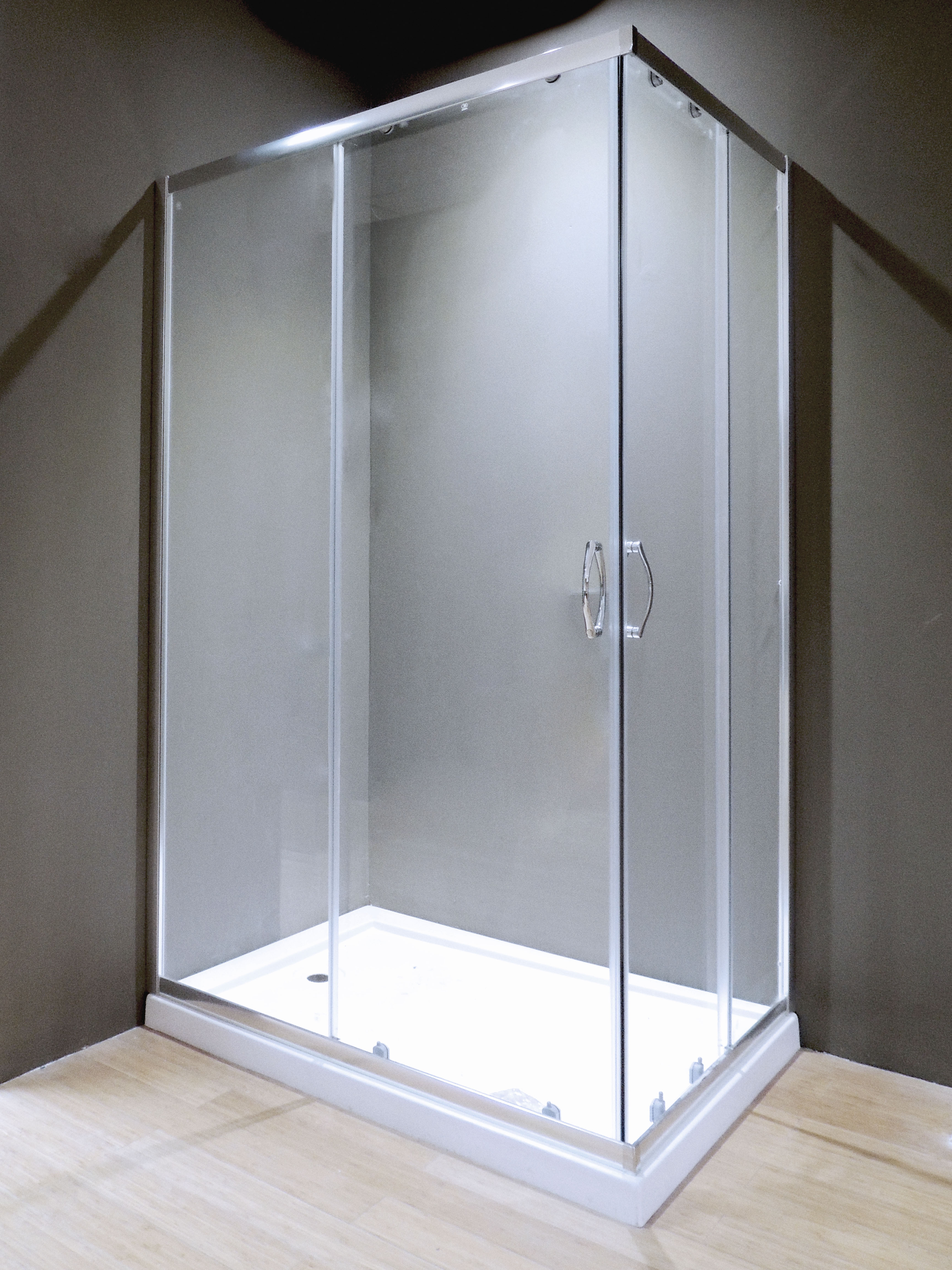 Mampara de ducha corredera en esquina rectangular Oca perfil aluminio cromo (68.5-70)x(88.5-90)x185 cm 5 mm  - 3