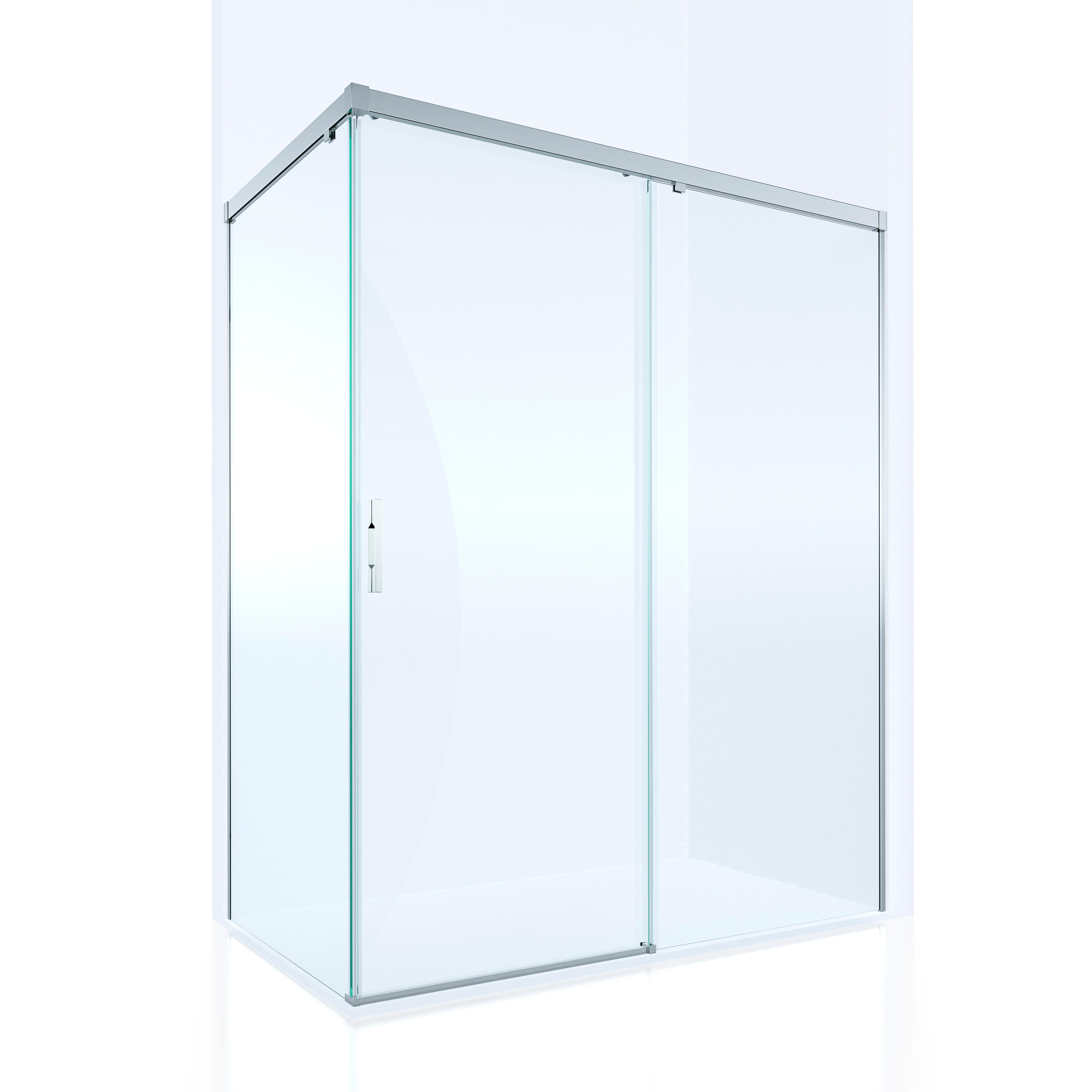 Mampara de ducha frontal corredera y panel fijo lateral Tala Perfil aluminio cromo. Ancho adaptable (70-71)+70 x200 cm. Cristal templado de seguridad transparente. Tratamiento antical y cierre magnético Glassinox - 6