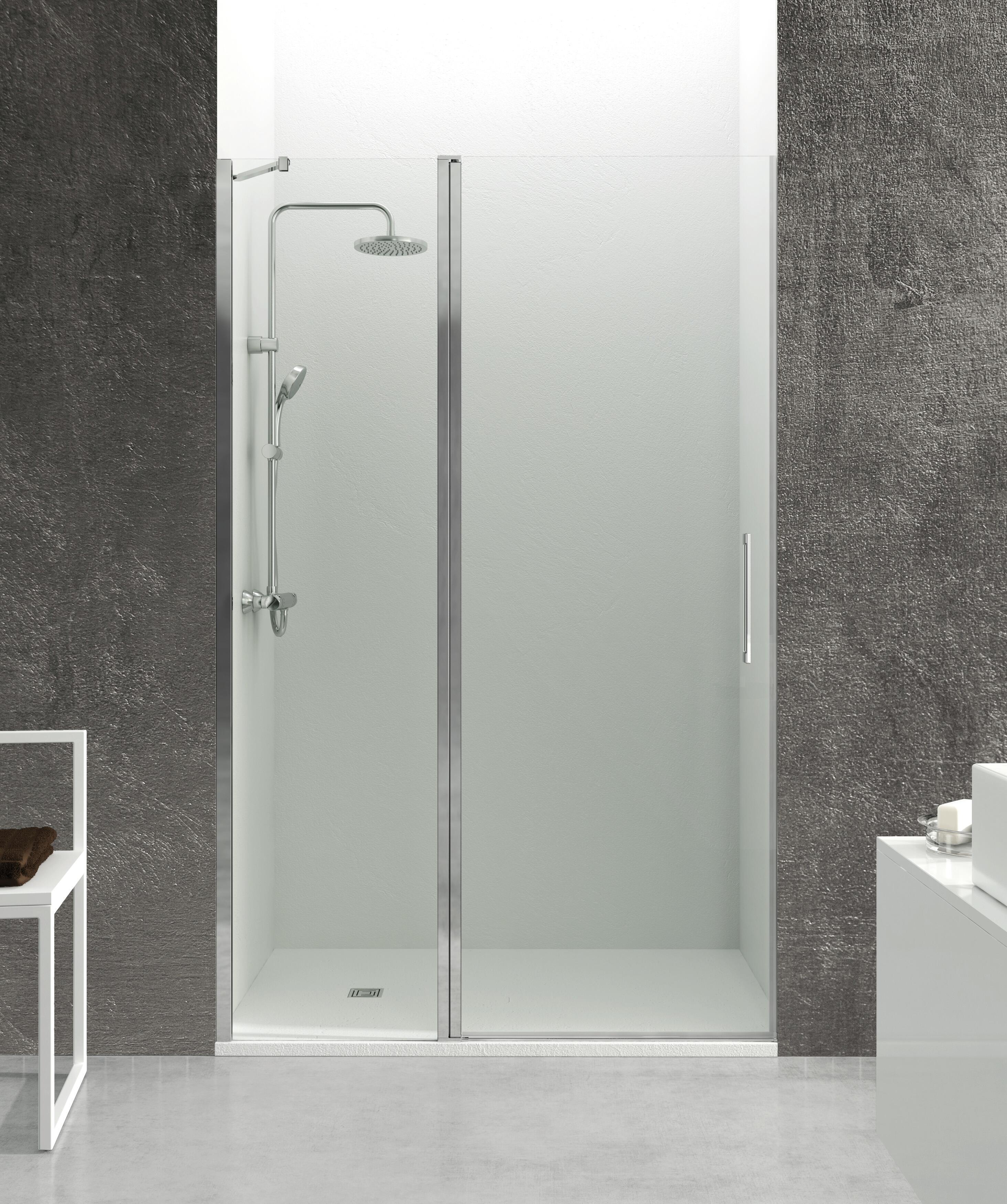 Mampara de ducha frontal abatible transparente abat c perfil cromo (82.5-85)x195 cm