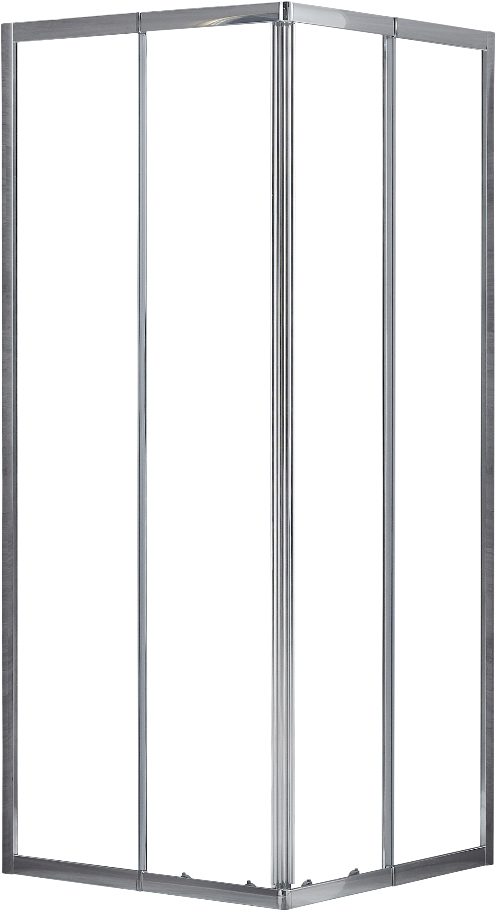 Mampara de ducha en esquina cuadrada corredera transparente Essential perfil aluminio cromo (77.5-89)x(77.5-89)x185 cm cristal 4 mm con guía inferior marca Sensea - 12