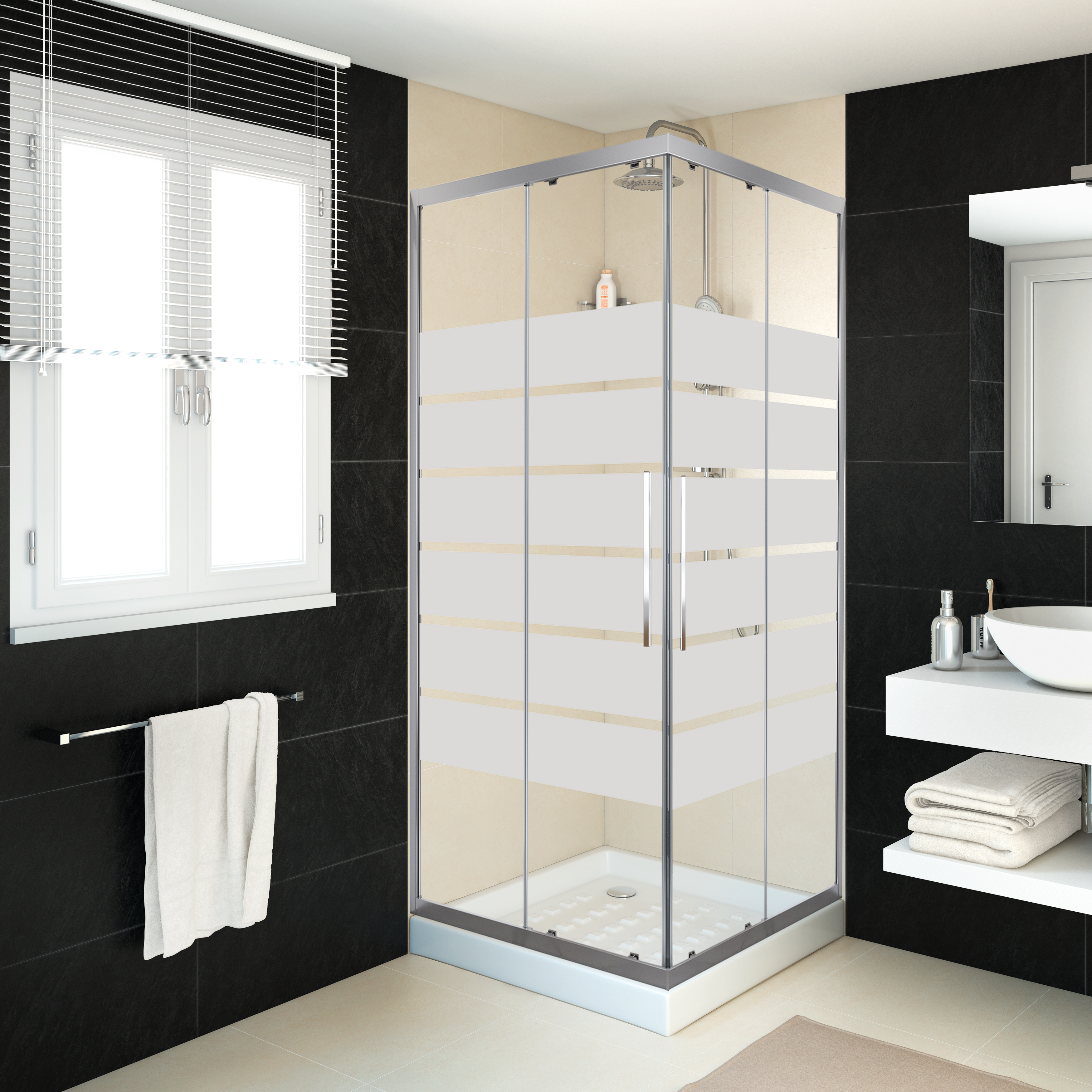 Mampara de ducha corredera transparente cool life perfil cromo (78-80)x(78-80)x200 cm 6 mm