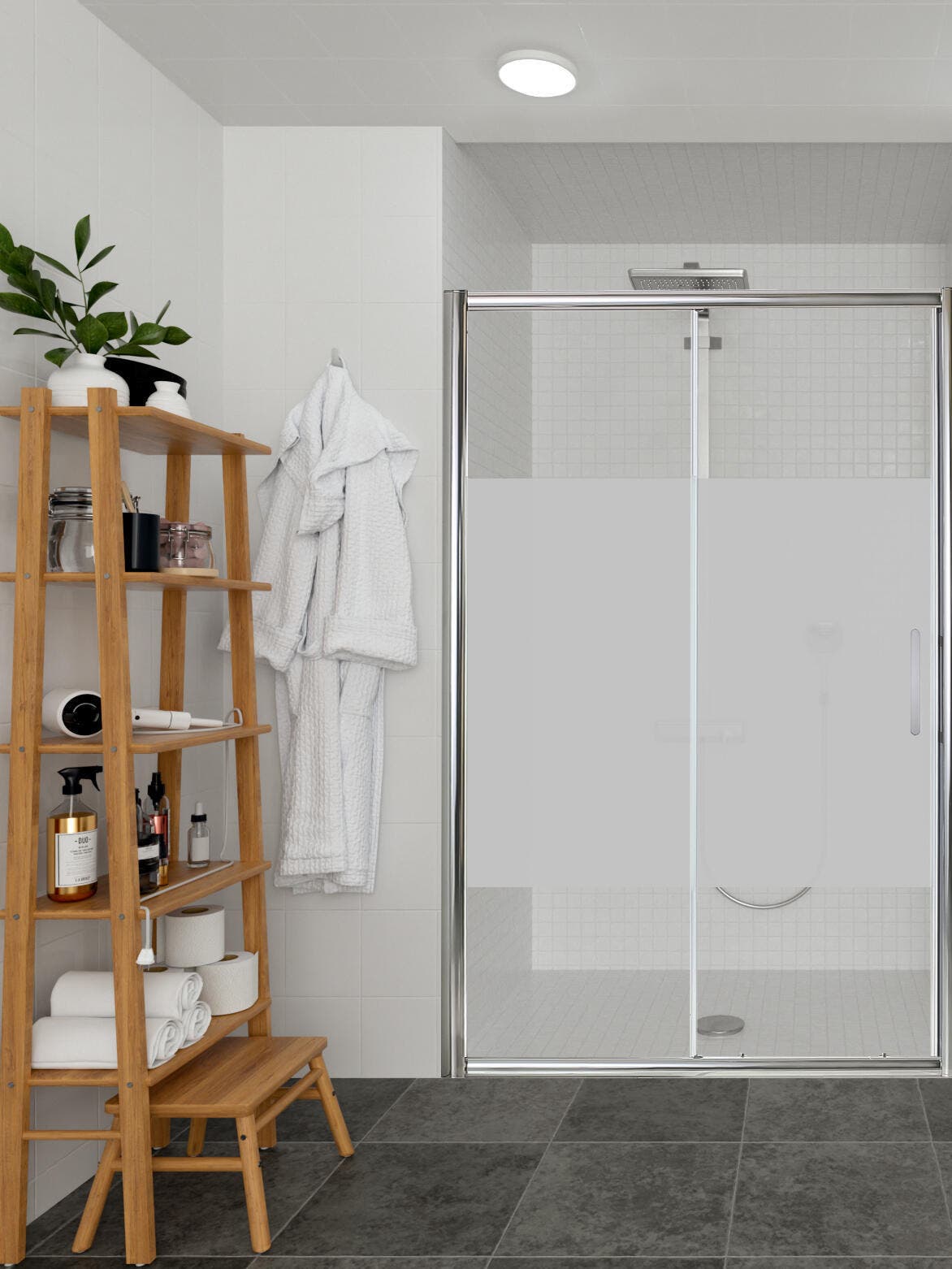 Mampara ducha con rodamientos vistos - Ideal Mamparas