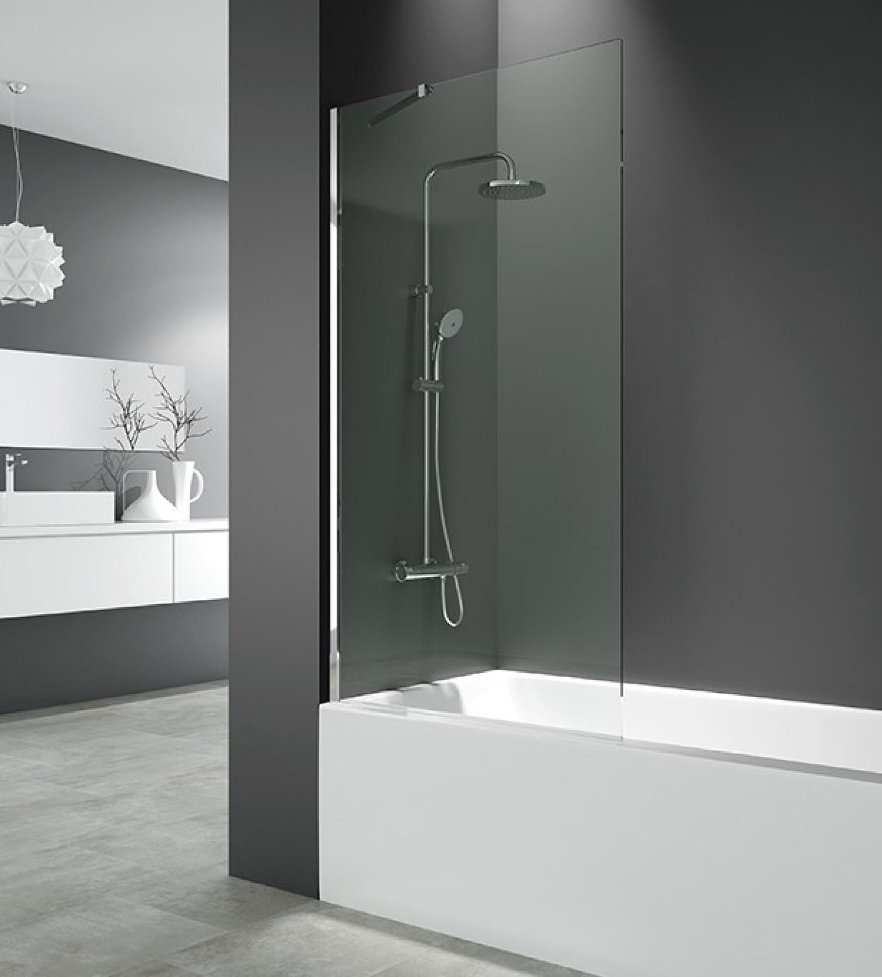 Mampara de bañera 1 hoja fix transparente perfil cromado 85x150 cm