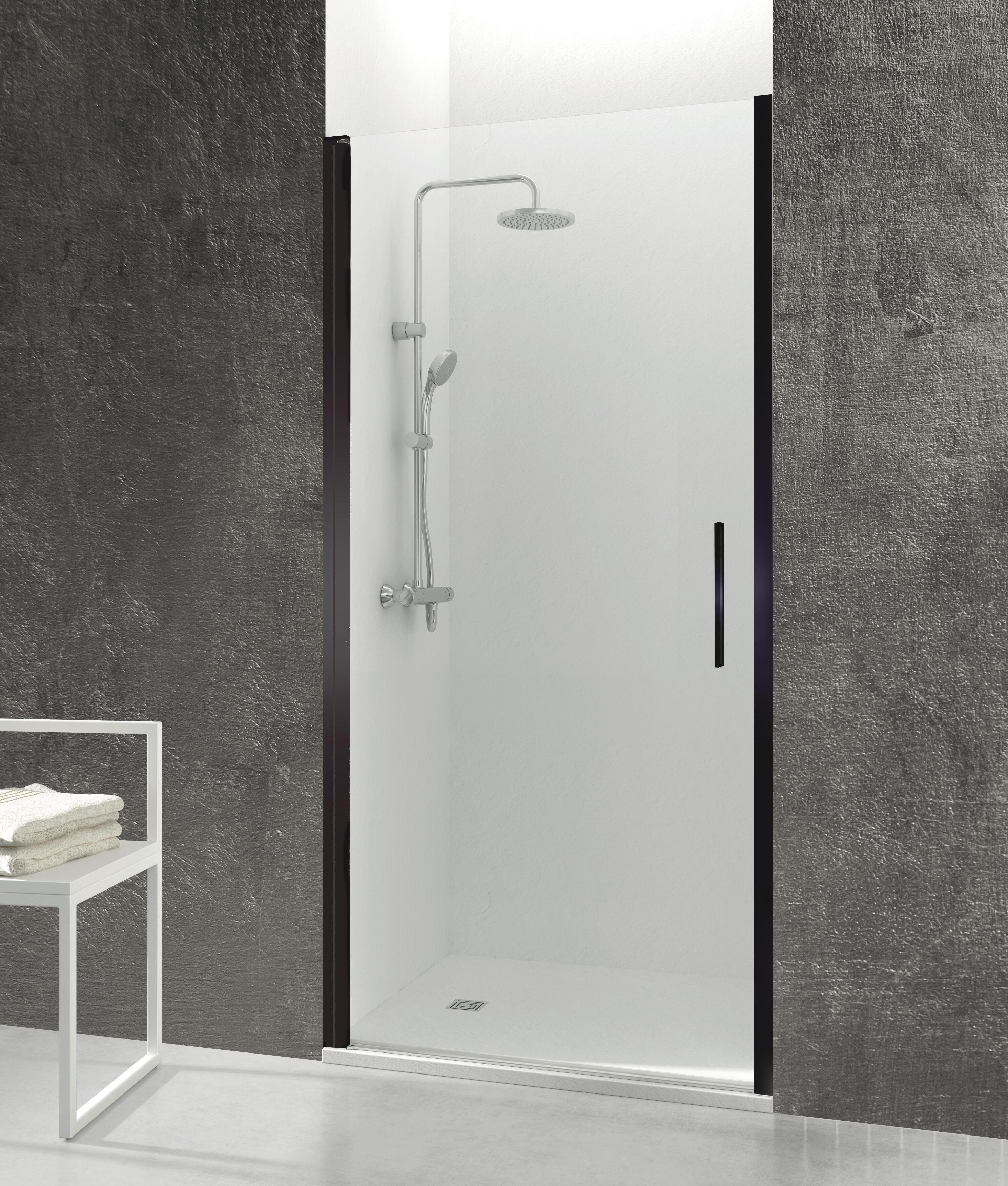 Mampara de ducha frontal abatible transparente abat b perfil negro (58.6-62.6)x195 cm