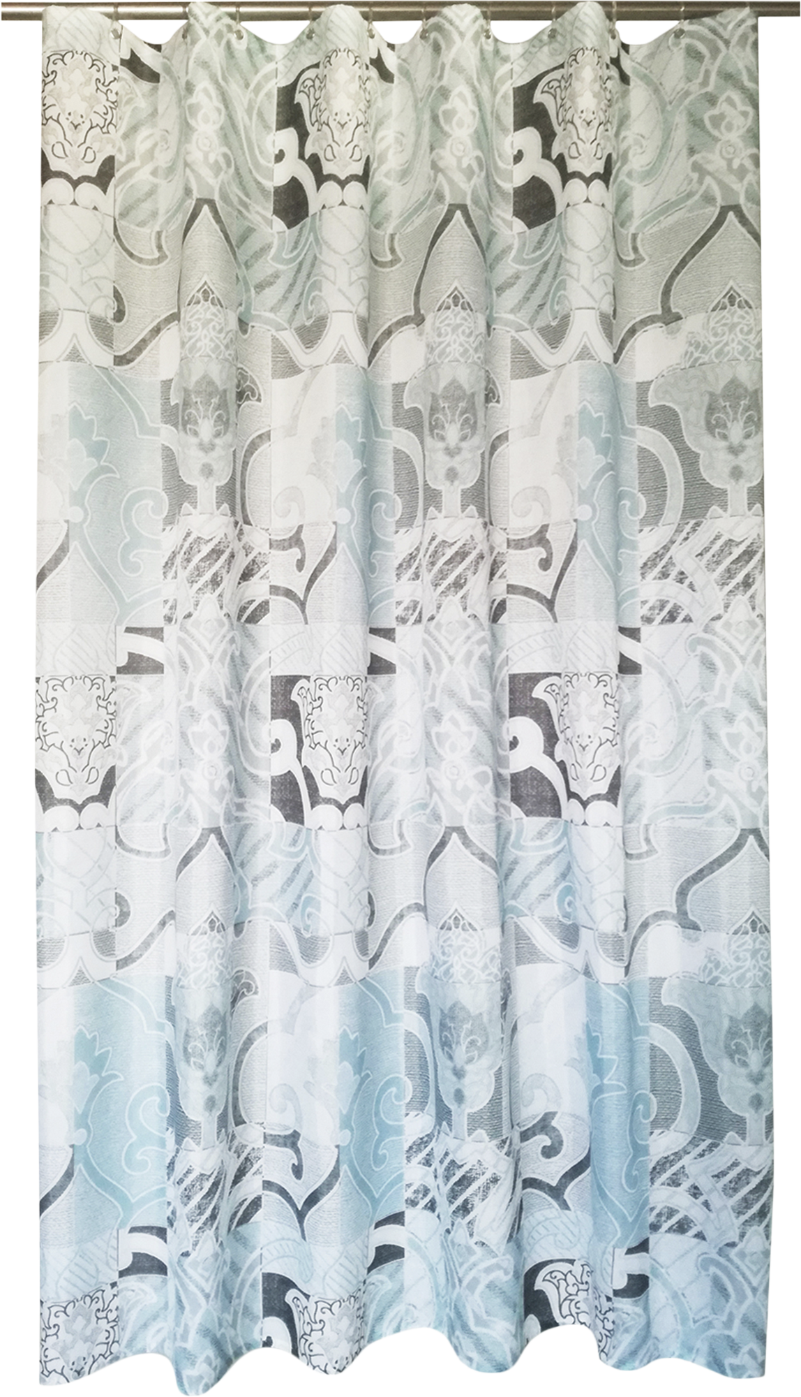Cortina de baño patchwork azul poliéster 180x200 cm