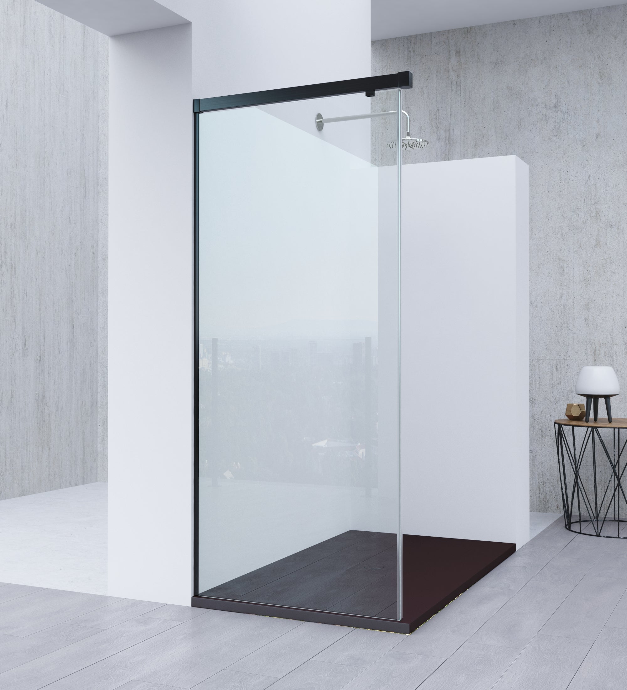 Mampara lateral fijo transparente tala perfil negro 70x200 cm 6mm