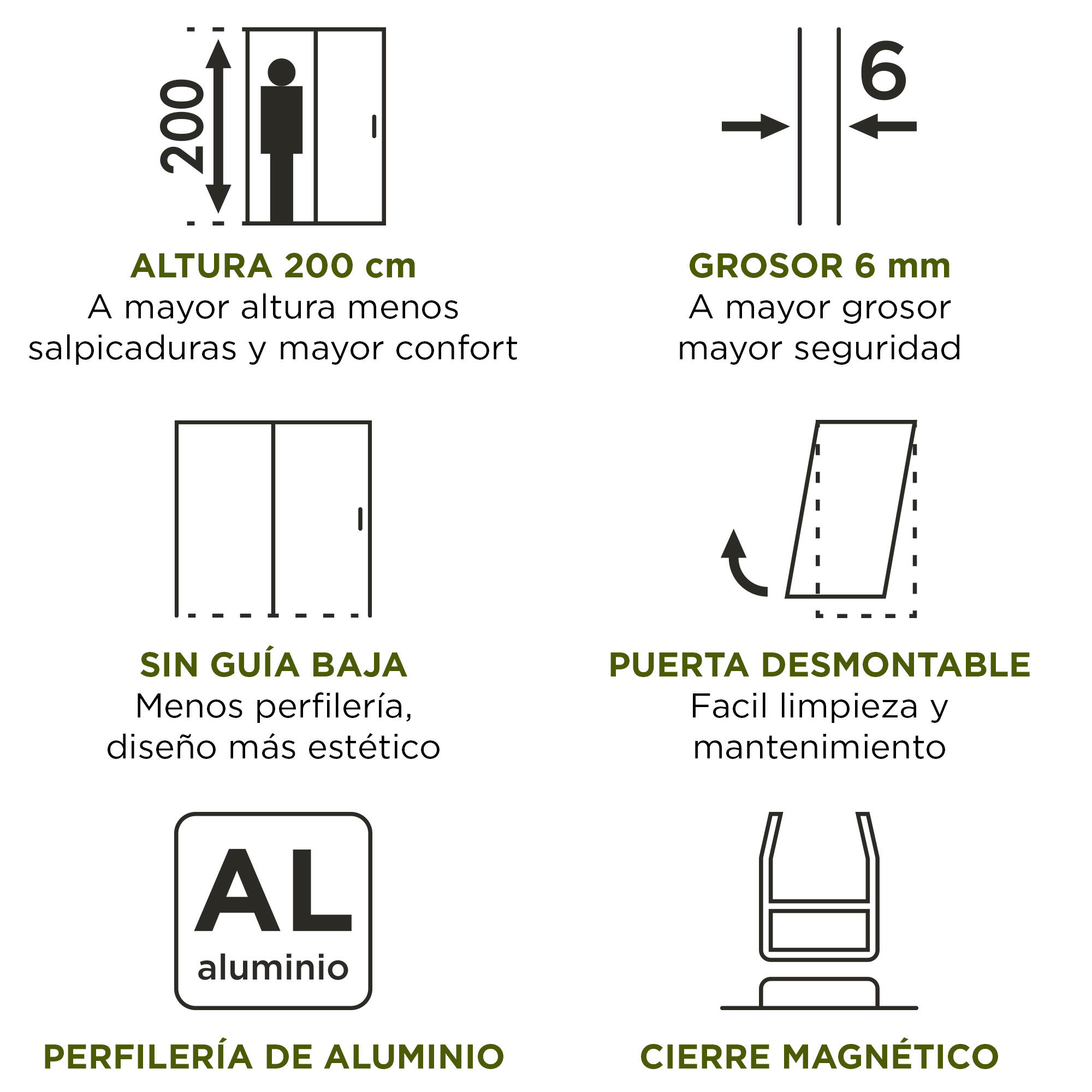 Mampara de ducha frontal con panel fijo lateral corredero serigrafiado Tala perfil cromo (160.1-170)+70 x200 cm - 4