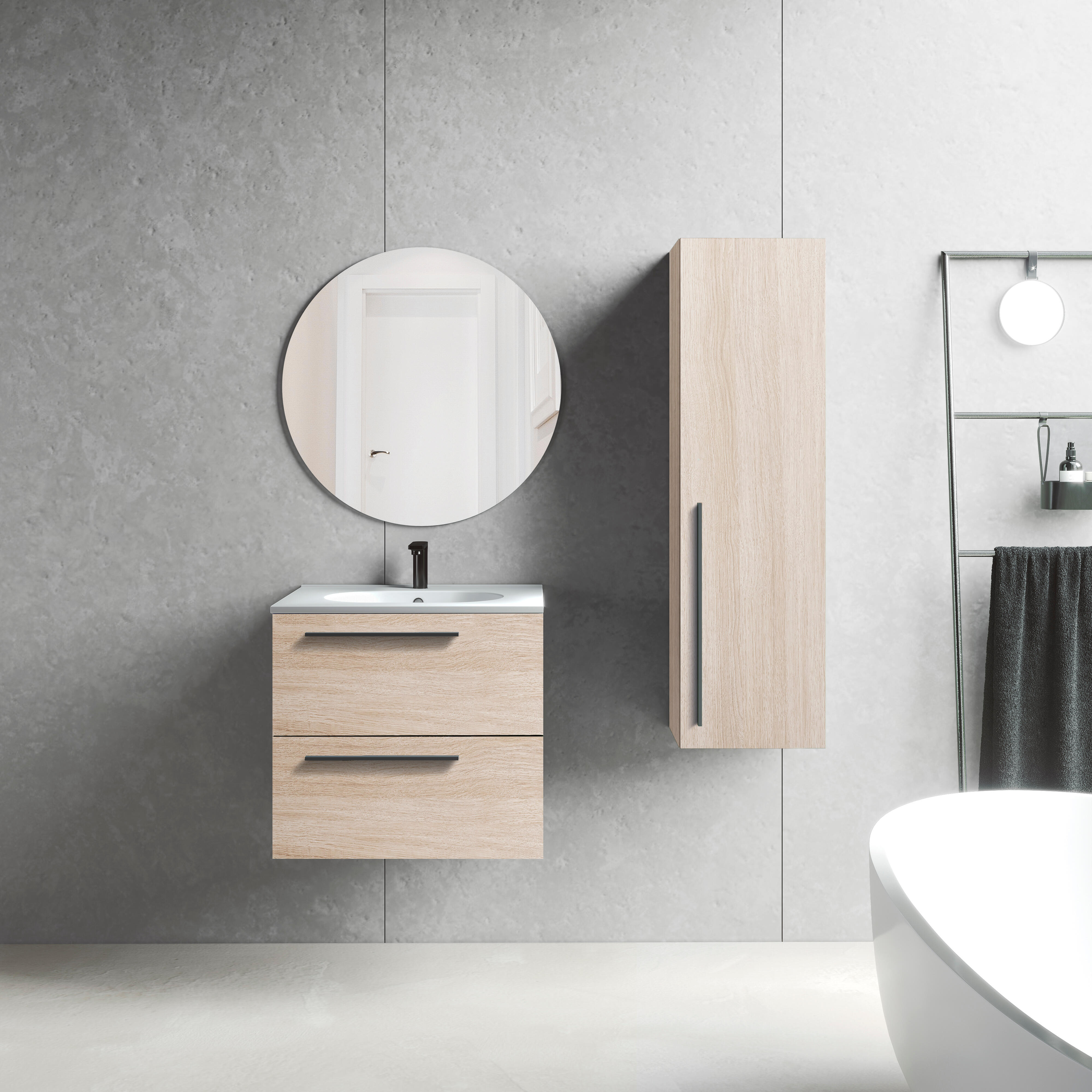 Mueble de baño con lavabo mia crudo 60x45 cm