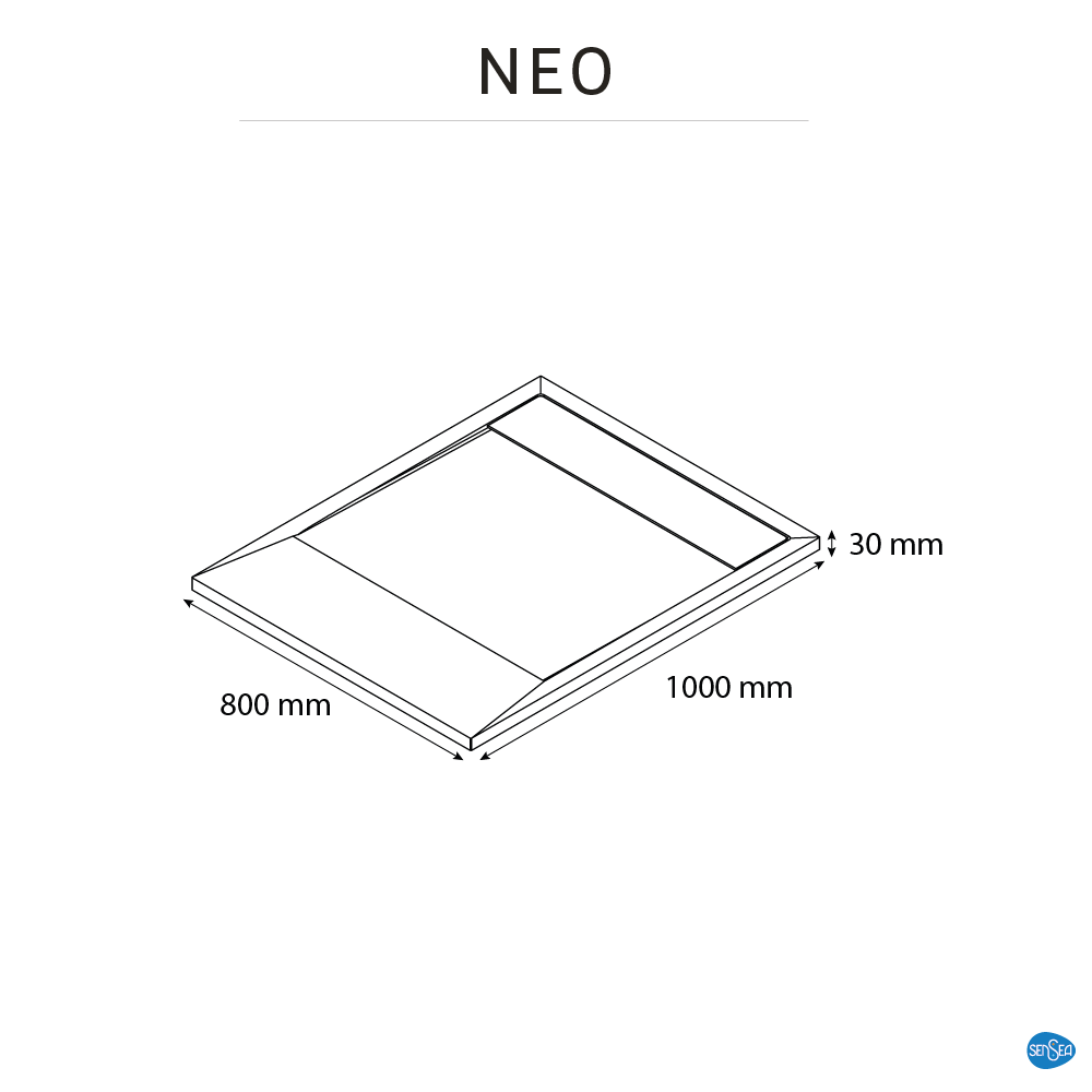 Base de duche NEO CARGA MINERAL BRANCA 100X80CM - 10