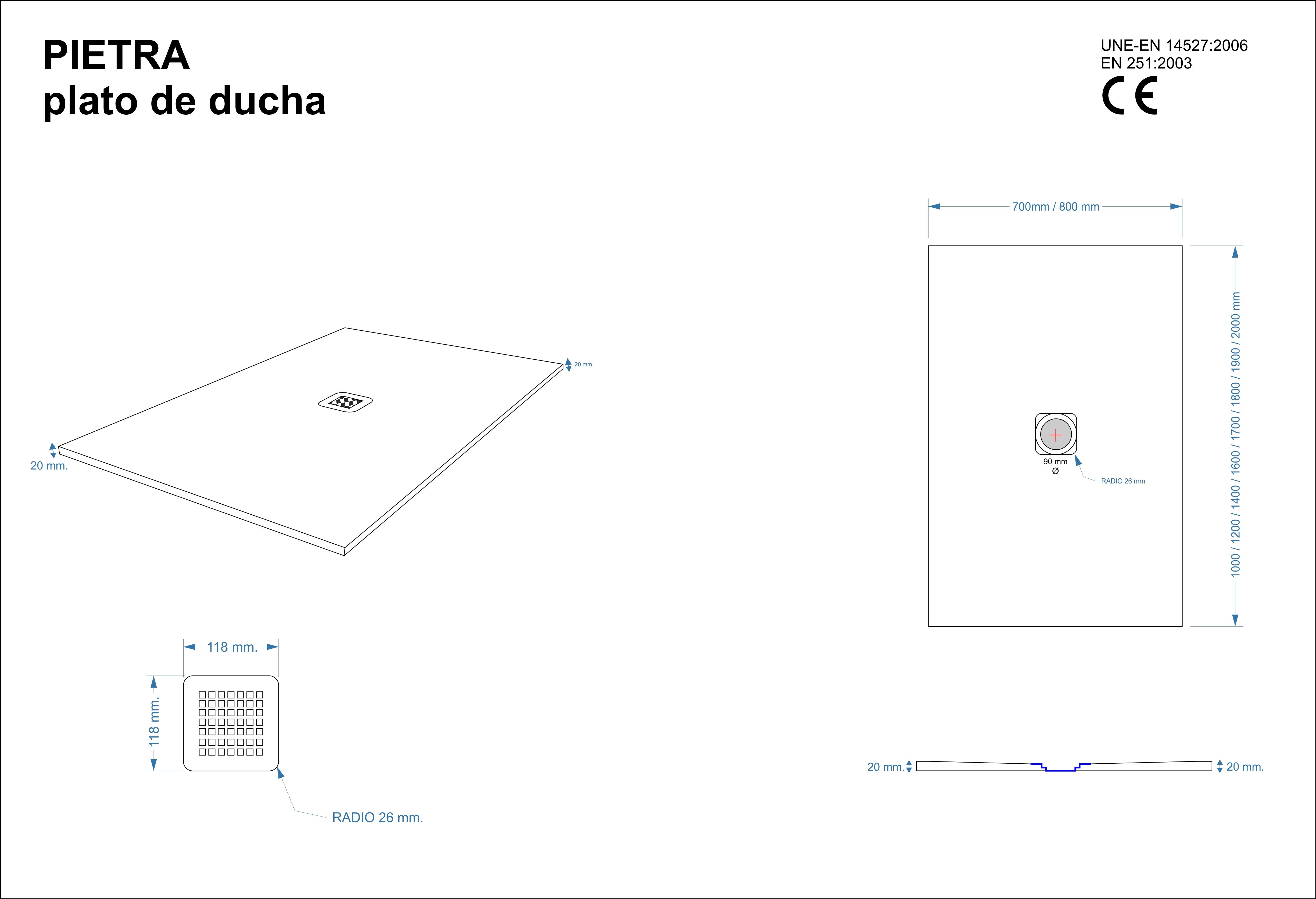 Plato de ducha Pietra 200x70 cm blanco - 8