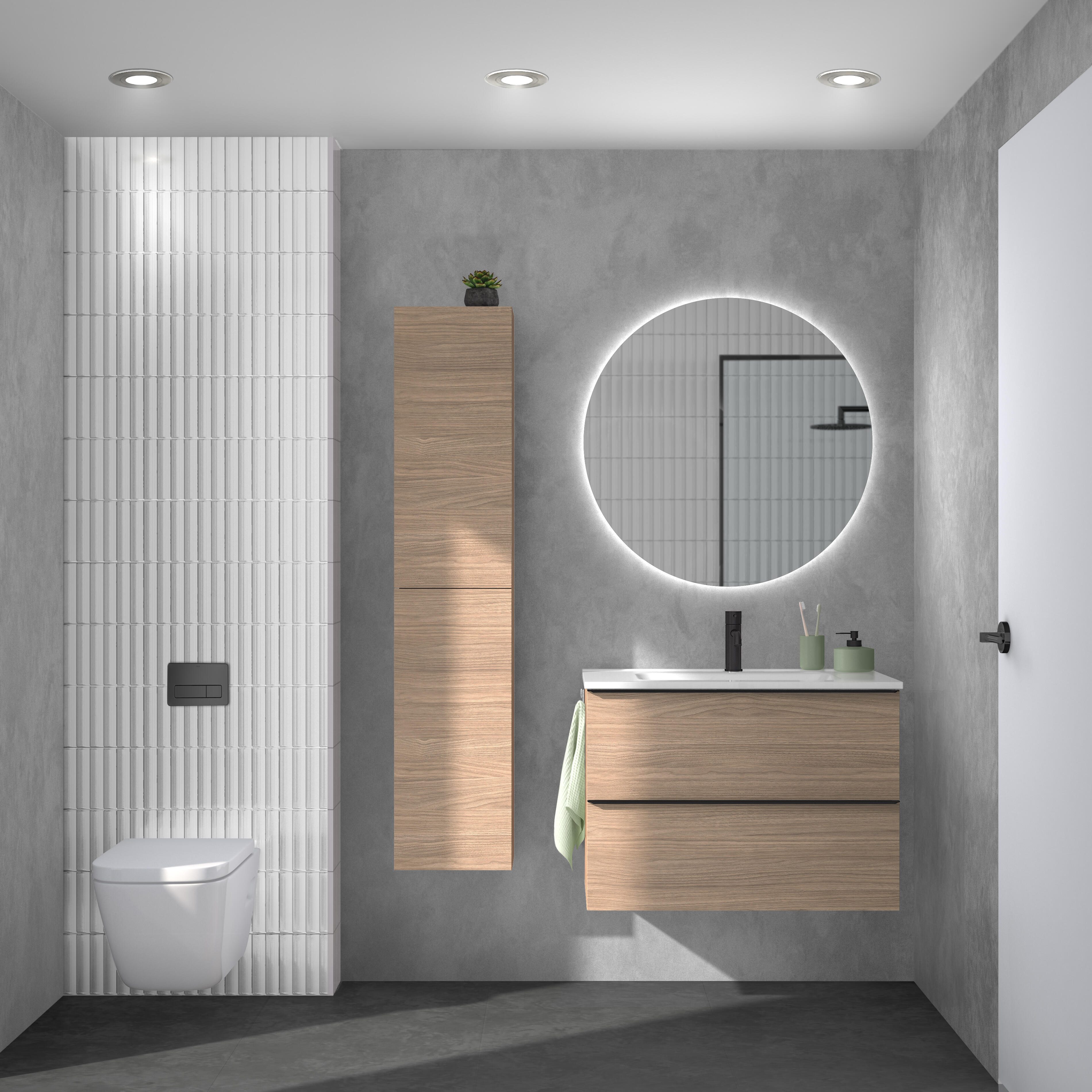 Mueble de baño con lavabo komplett nogal 80x45 cm