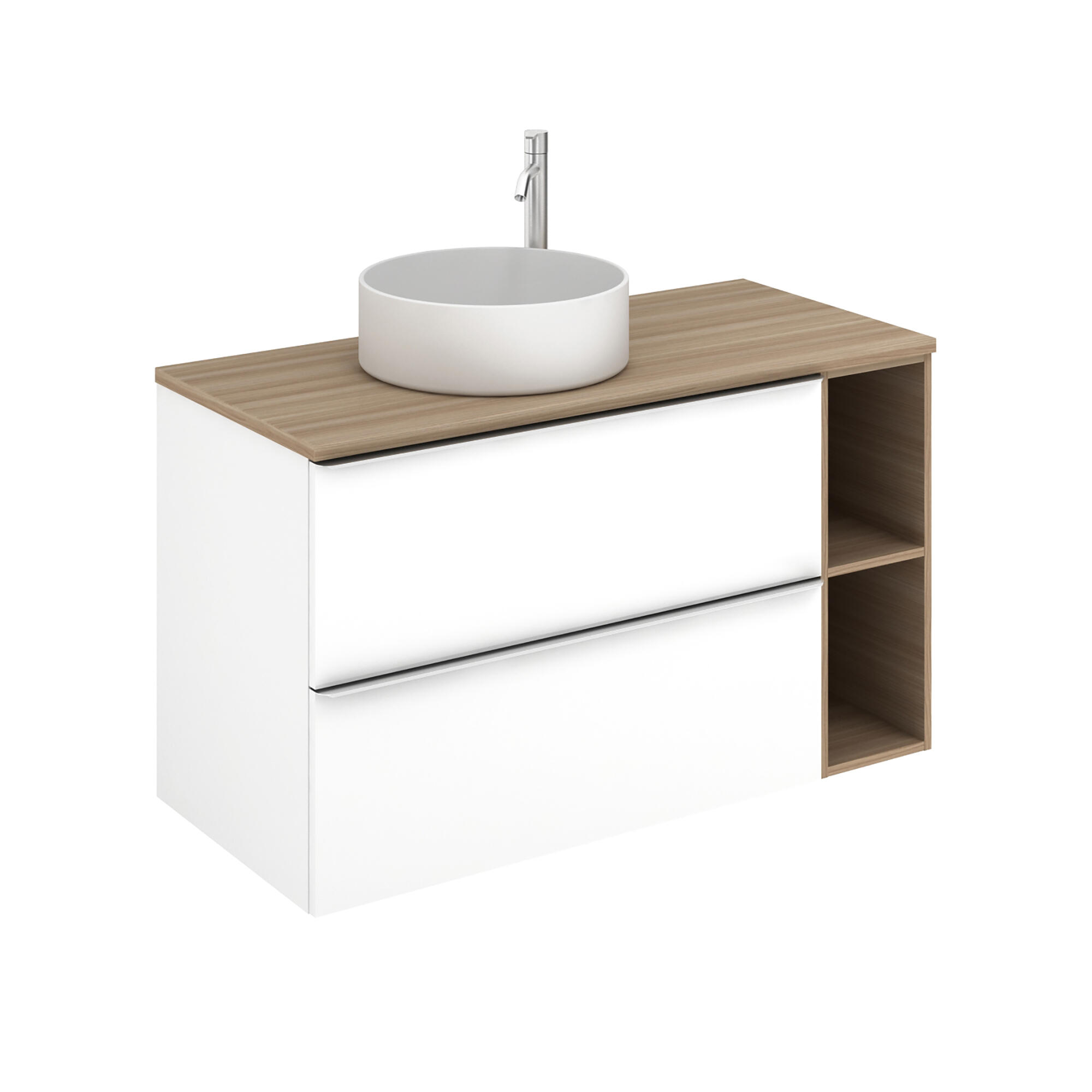 Móvel com tampo KOMPLET 100CM BRANCO PUXADOR CROMADO TAMPO NOGUEIRA - 2