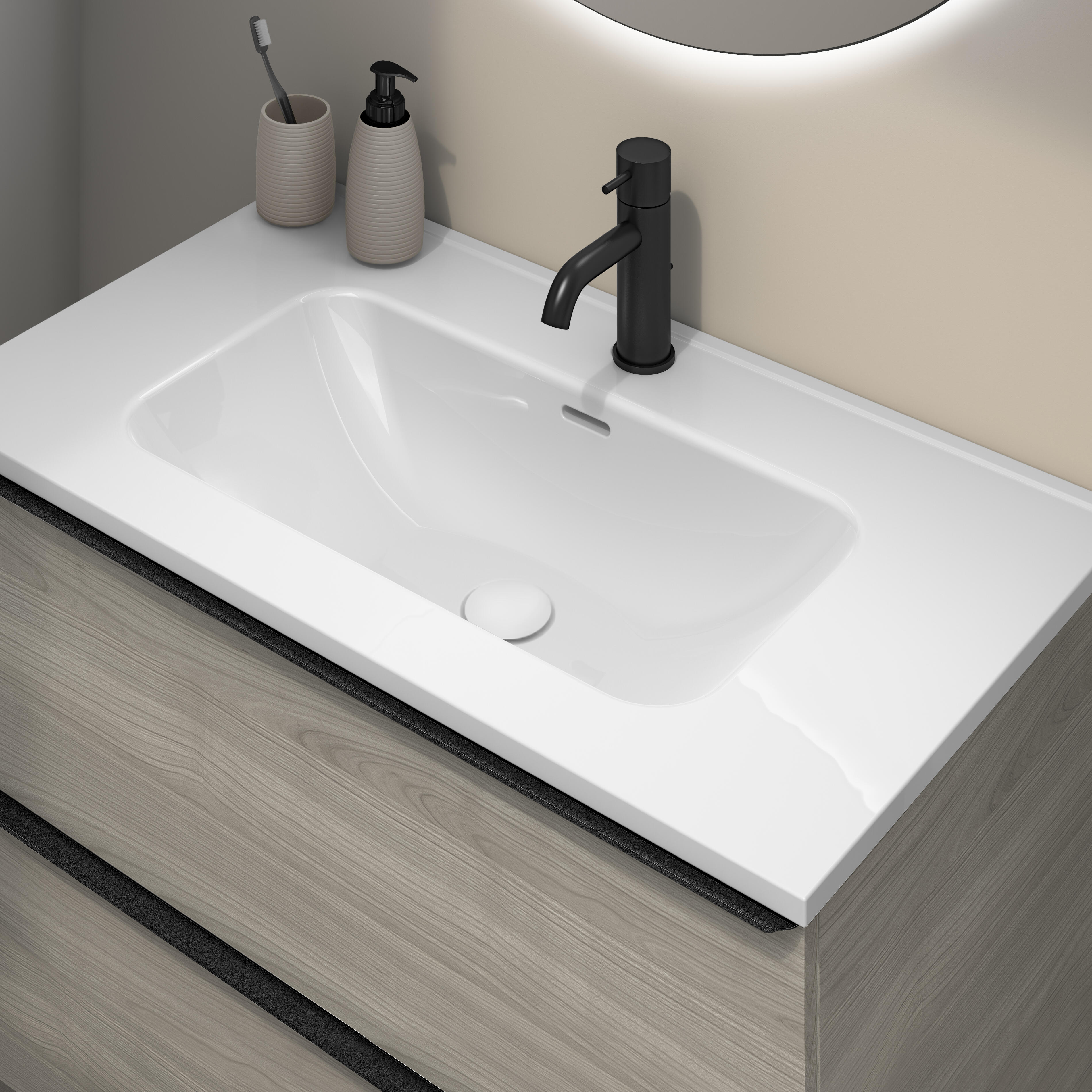 Mueble de baño Komplett imitación roble grisáceo 60x45 cm (lavabo no incluido) - 5